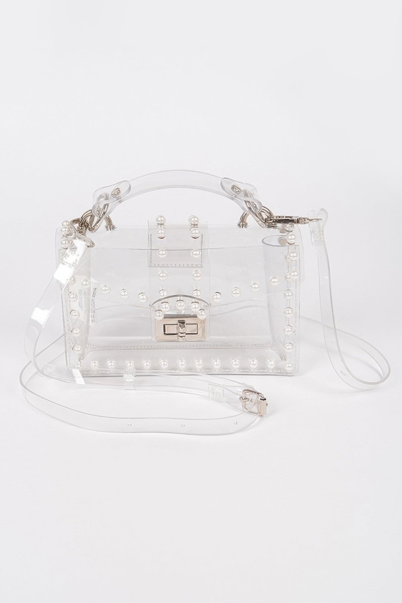 Transparent Single Handle Clutch W/faux Pearl product image