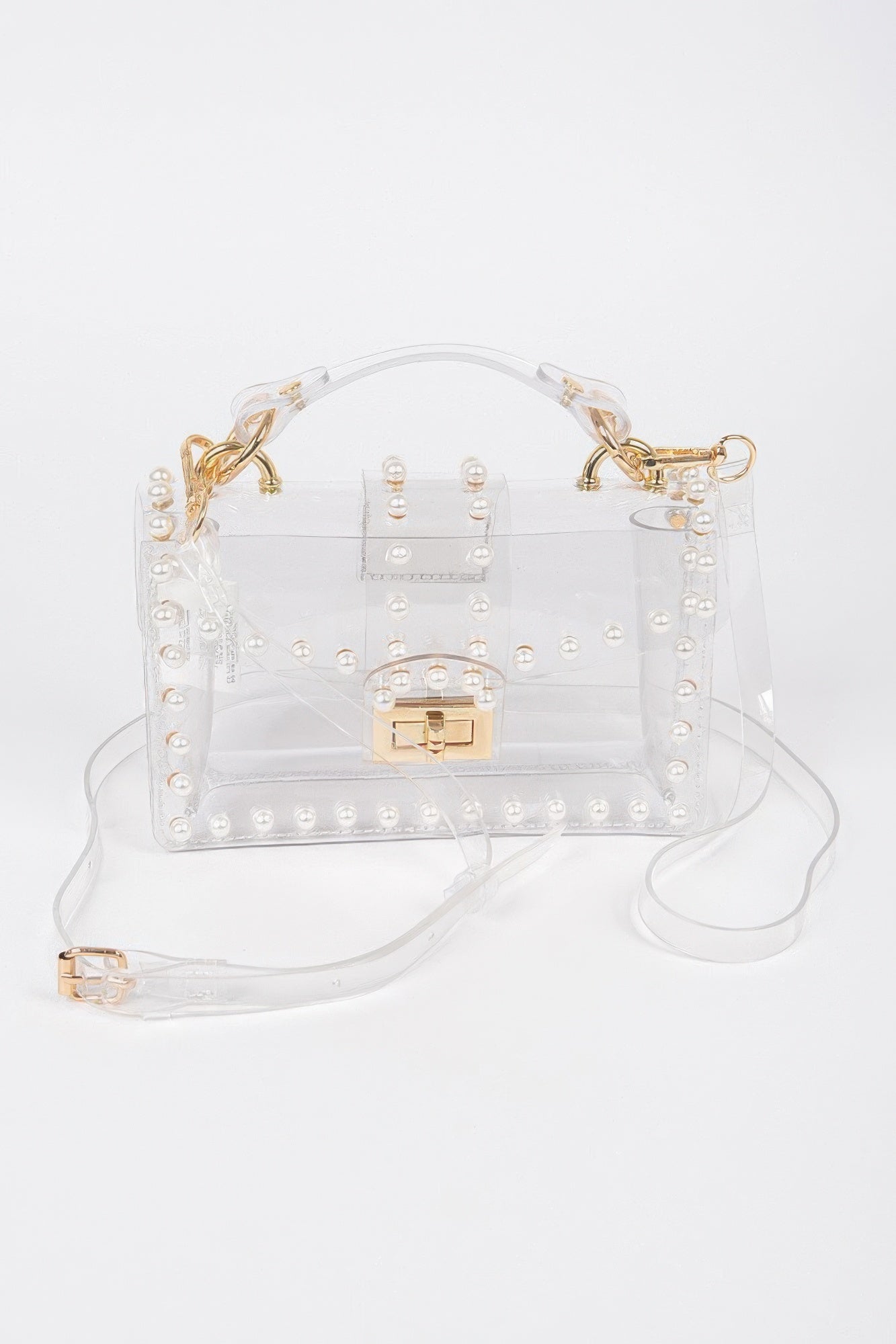 Transparent Single Handle Clutch W/faux Pearl product image