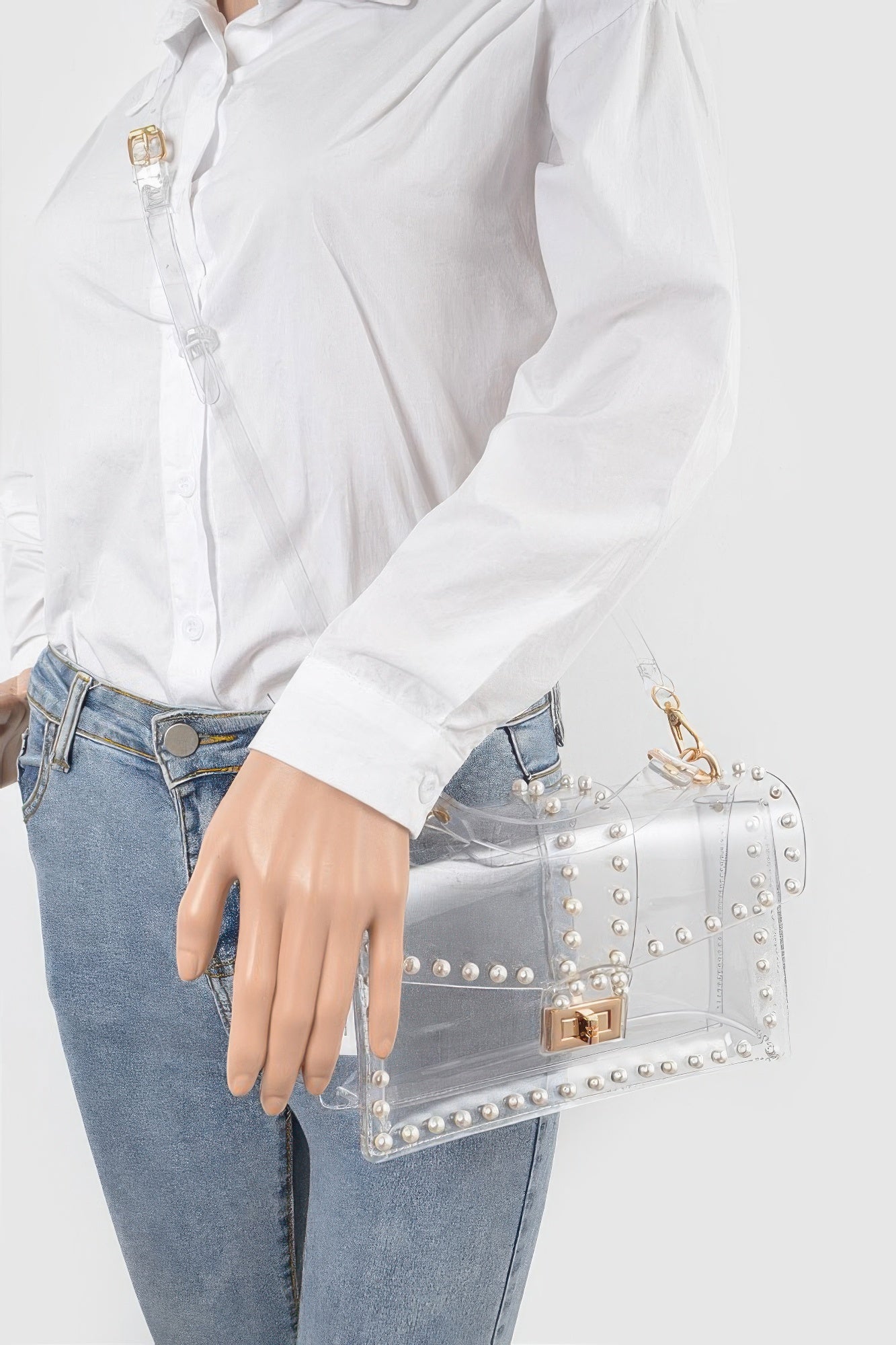 Transparent Clutch W/faux Pearl product image