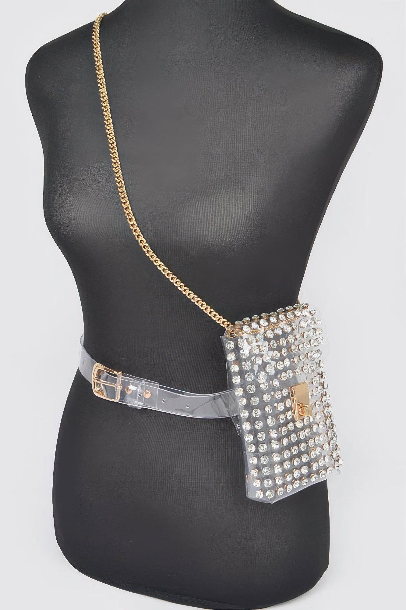 Rhinestone Clear Belt Bag W/chain product image