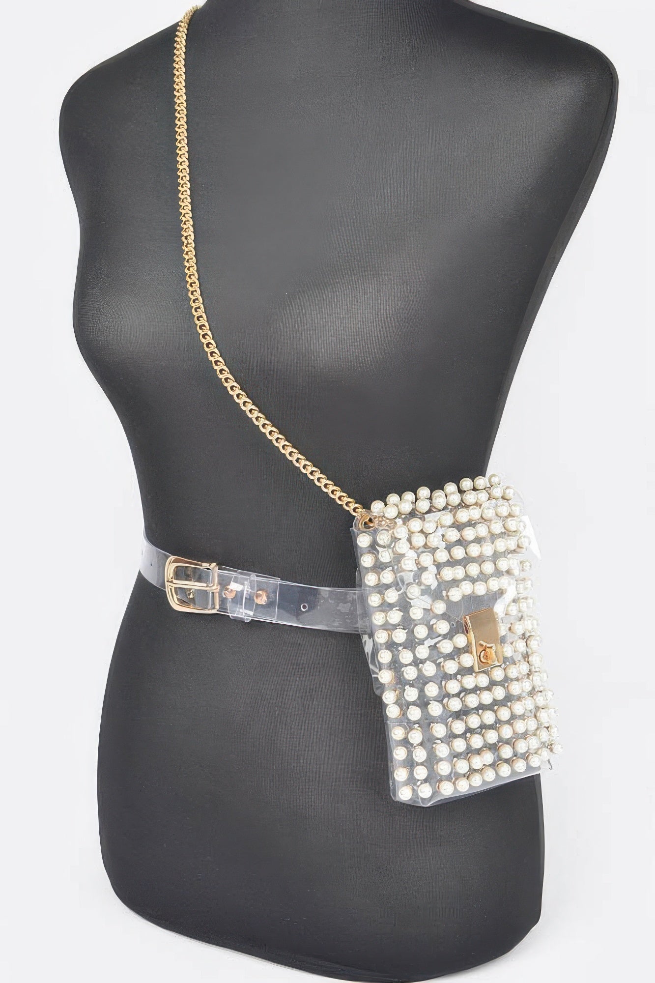 Rhinestone Clear Belt Bag W/chain product image