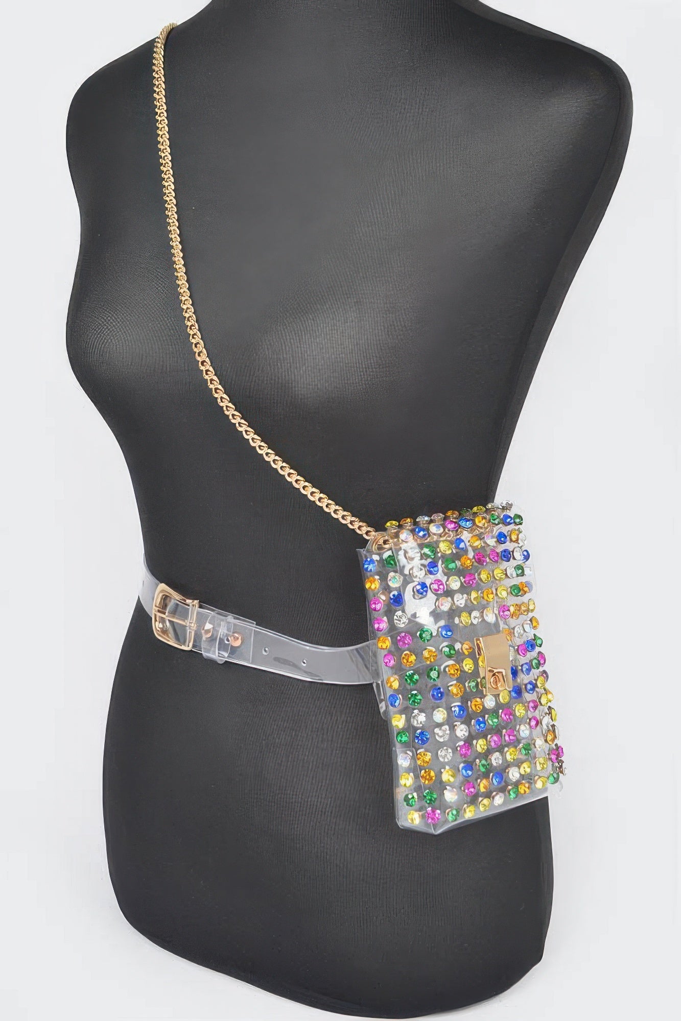 Rhinestone Clear Belt Bag W/chain product image