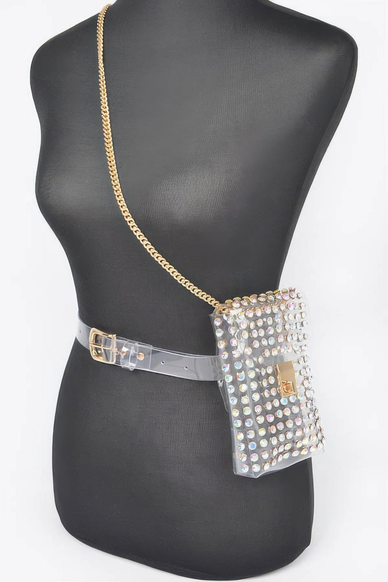 Rhinestone Clear Belt Bag W/chain product image