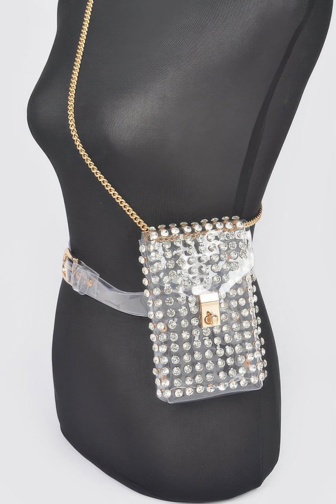 Rhinestone Clear Belt Bag W/chain product image