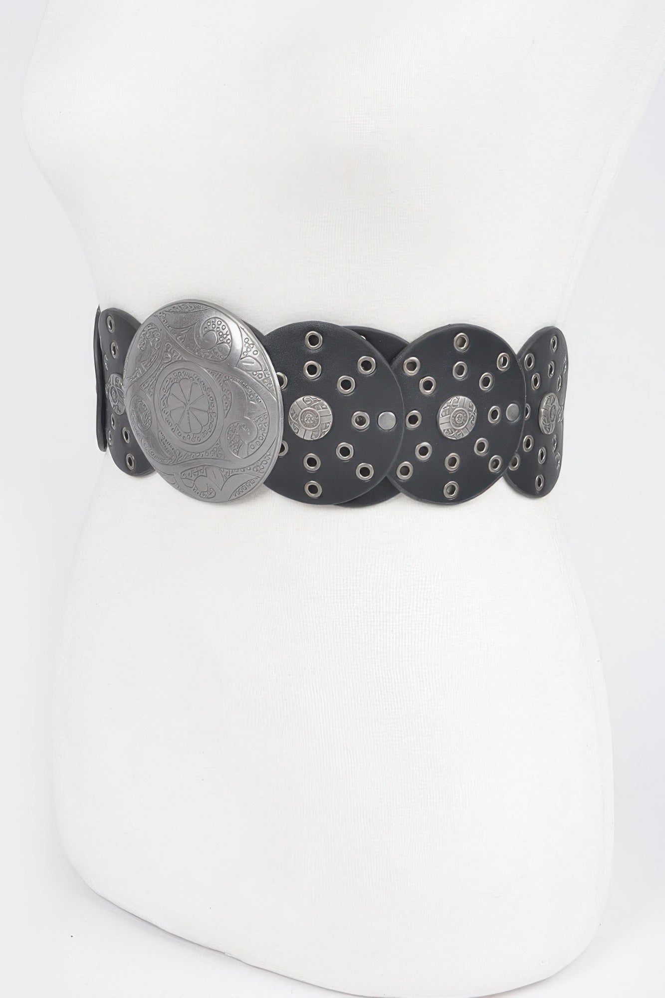 Faux Leather Multi Eyelet Round Western Belt product image