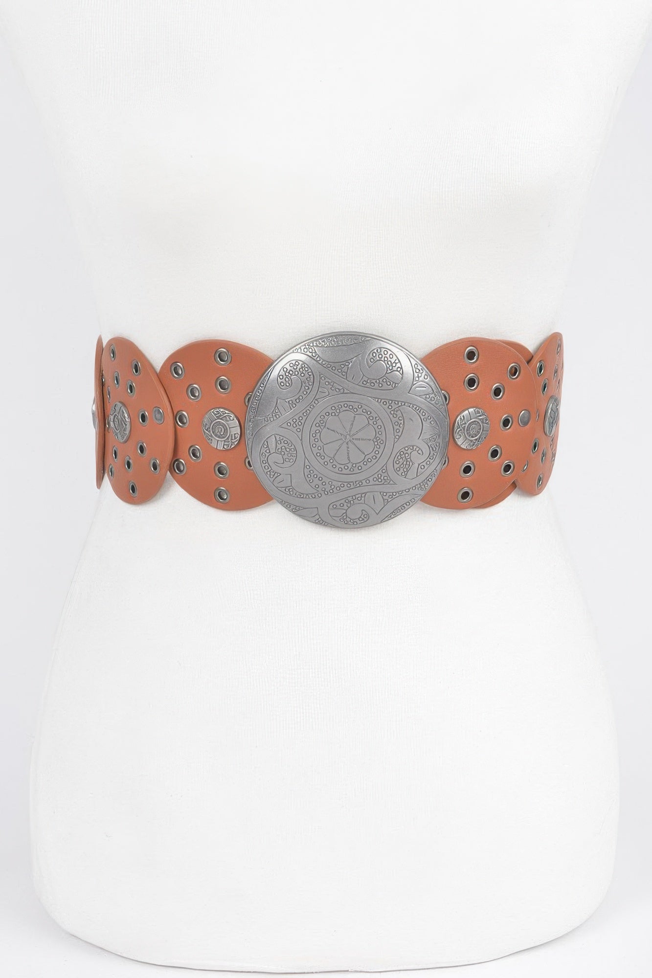 Faux Leather Multi Eyelet Round Western Belt product image