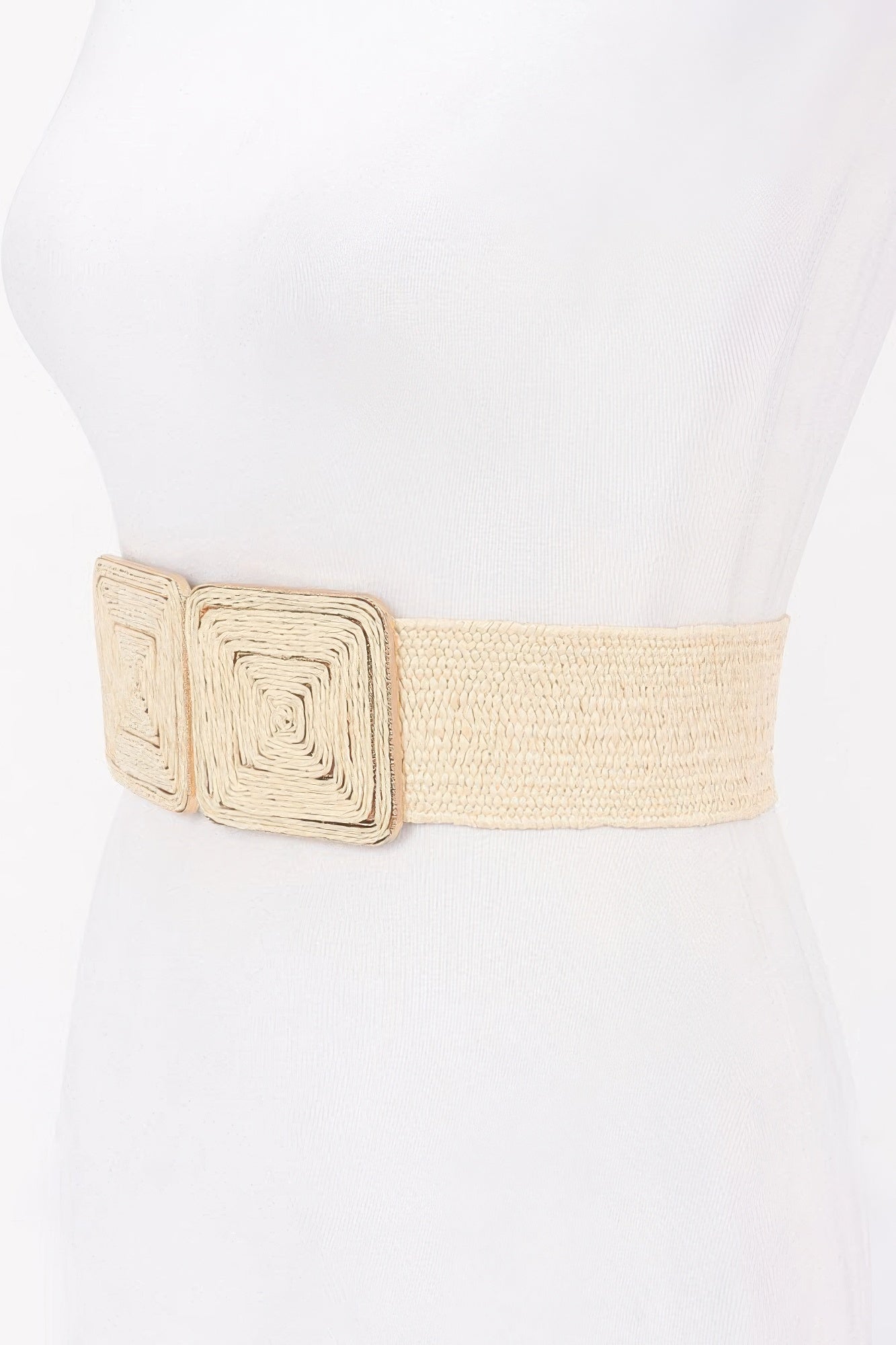 Faux Straw Two Buckle Elastic Belt product image