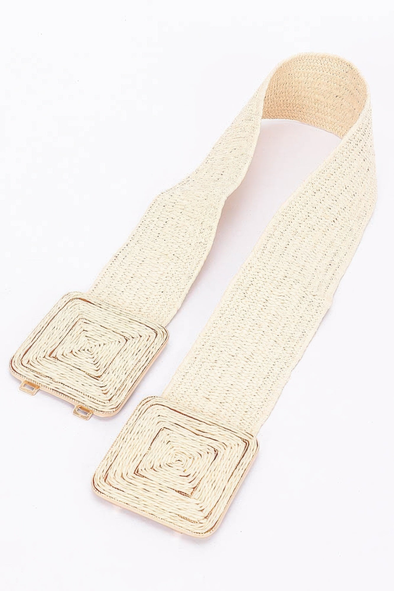Faux Straw Two Buckle Elastic Belt product image