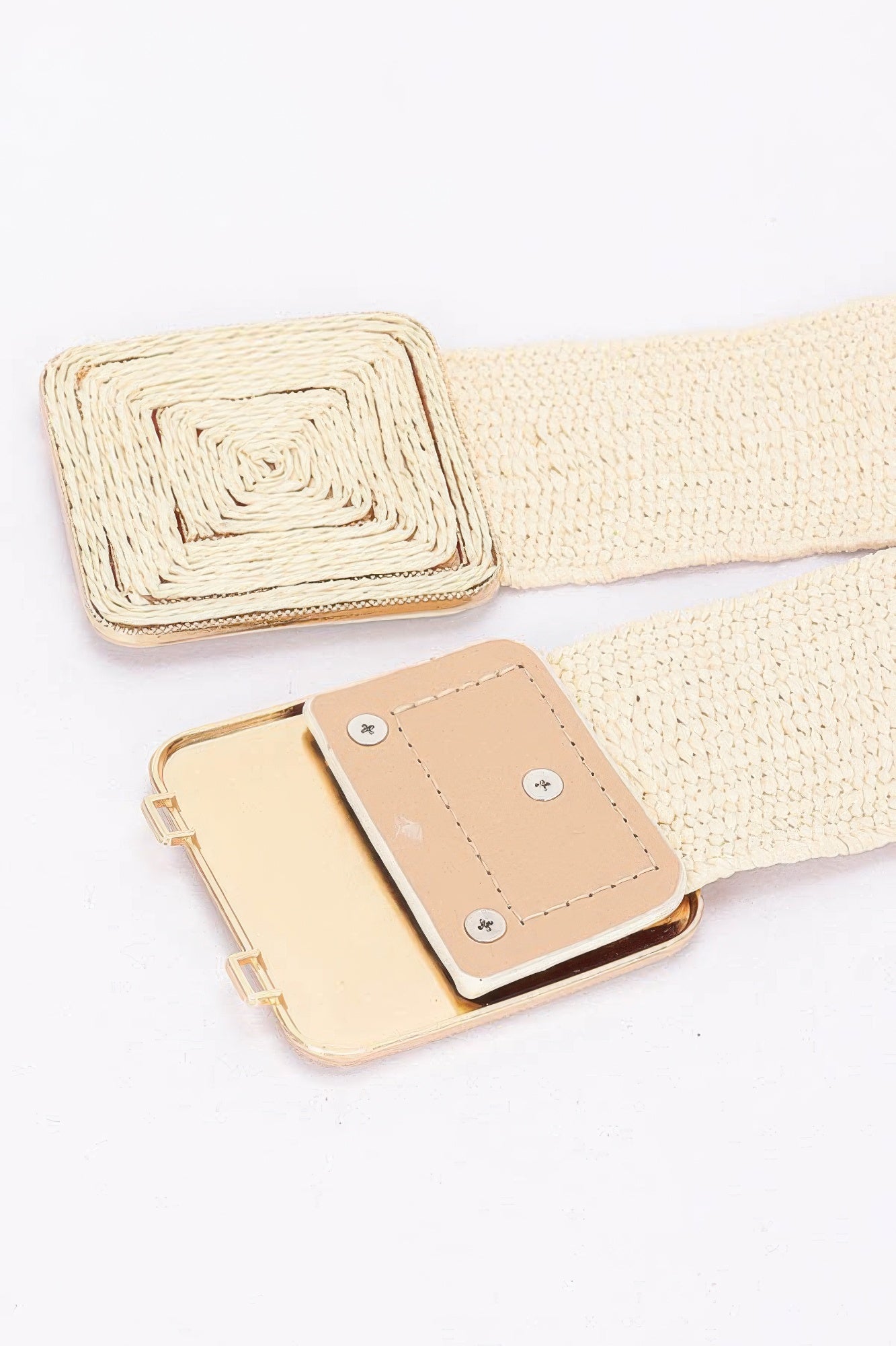 Faux Straw Two Buckle Elastic Belt product image