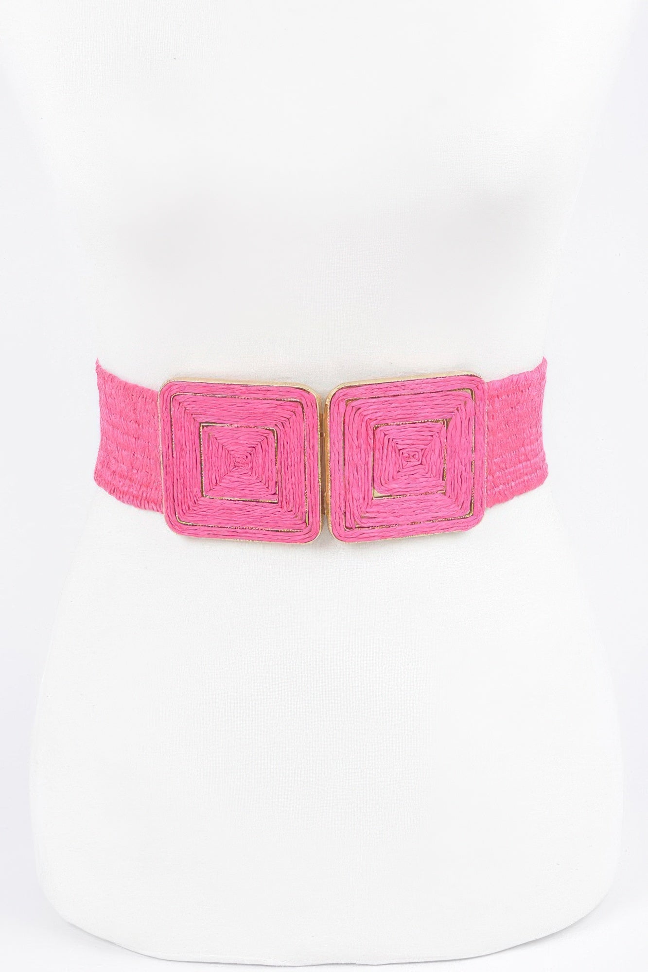 Faux Straw Two Buckle Elastic Belt product image