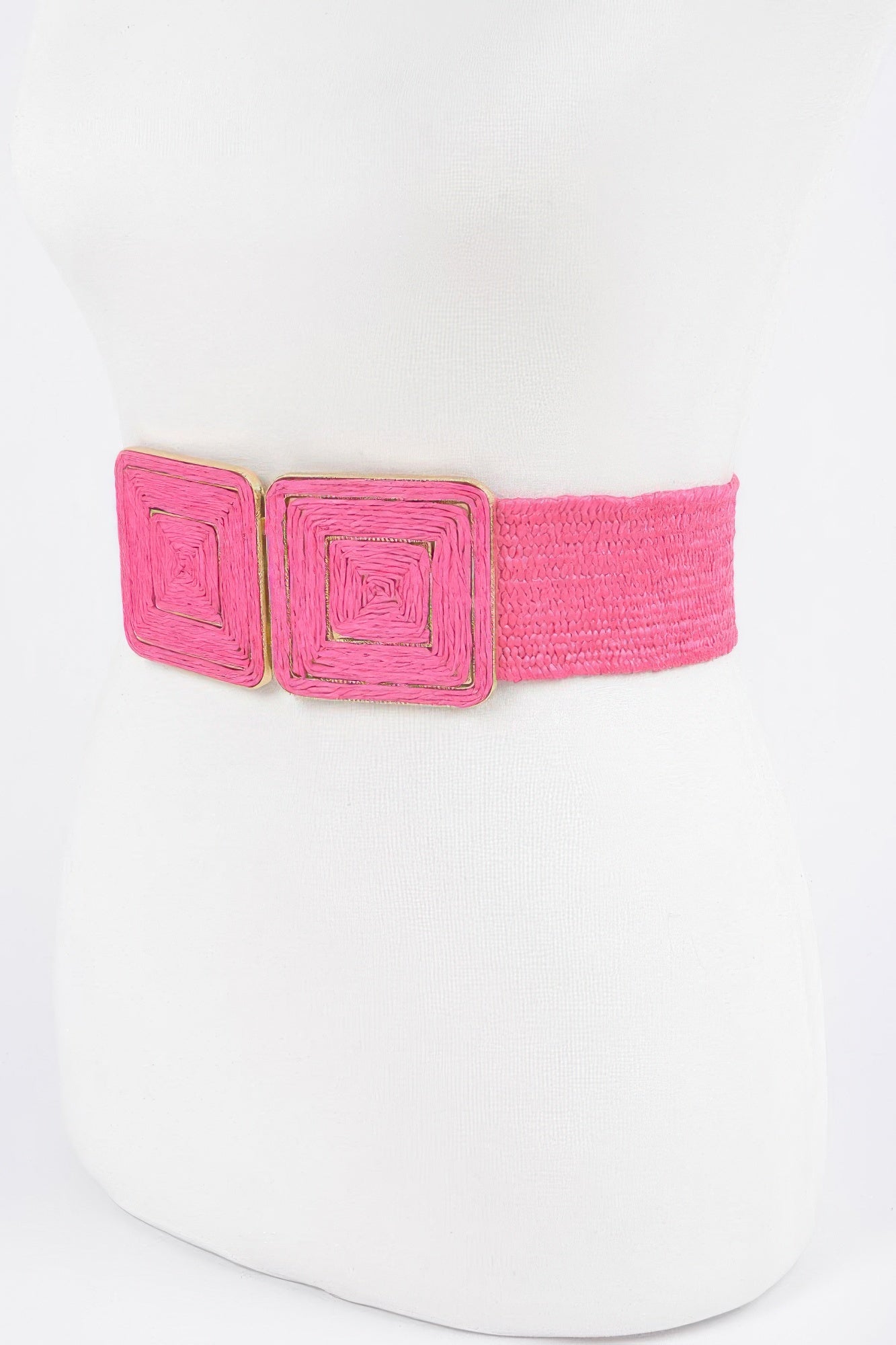 Faux Straw Two Buckle Elastic Belt product image