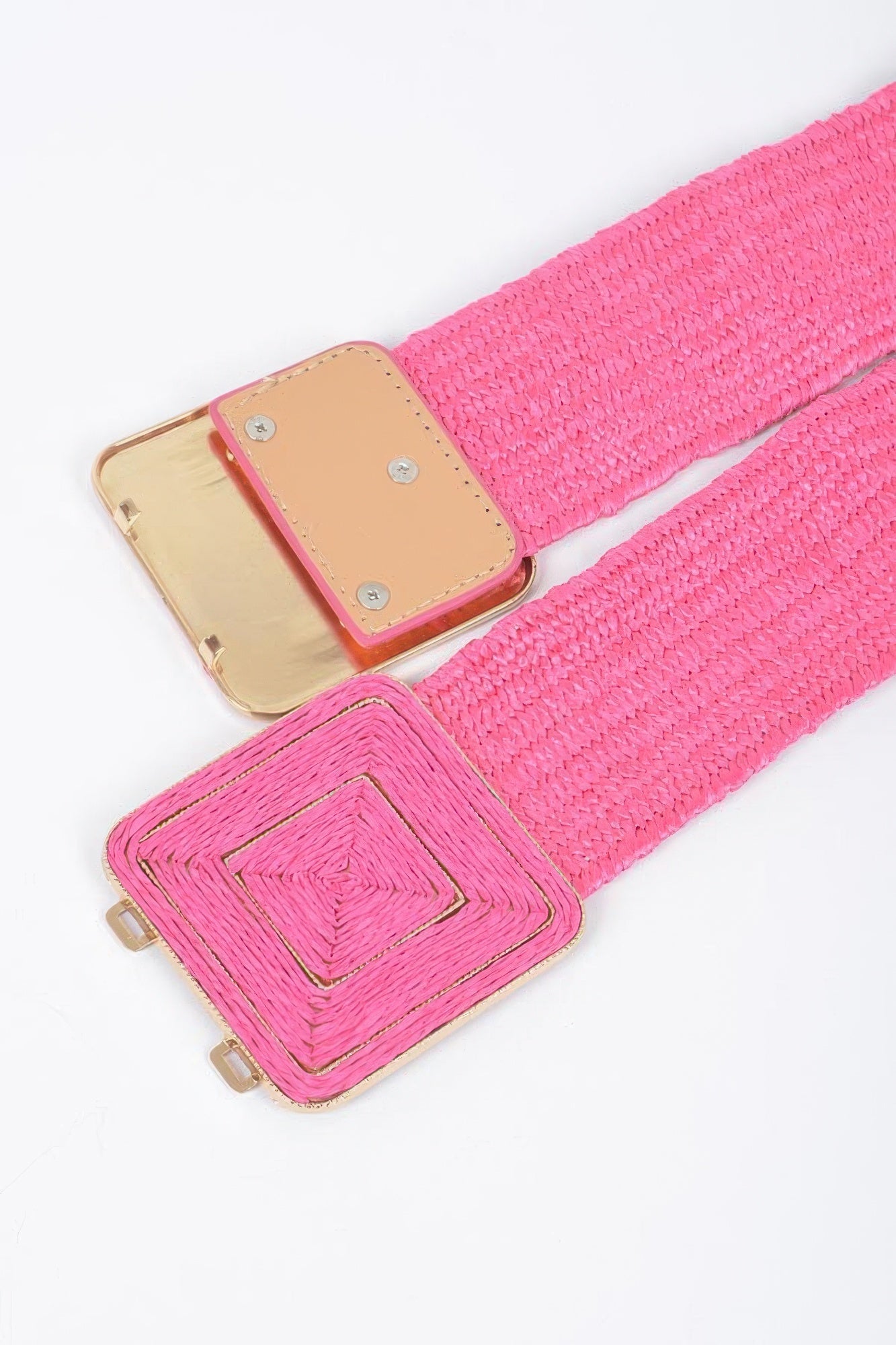 Faux Straw Two Buckle Elastic Belt product image