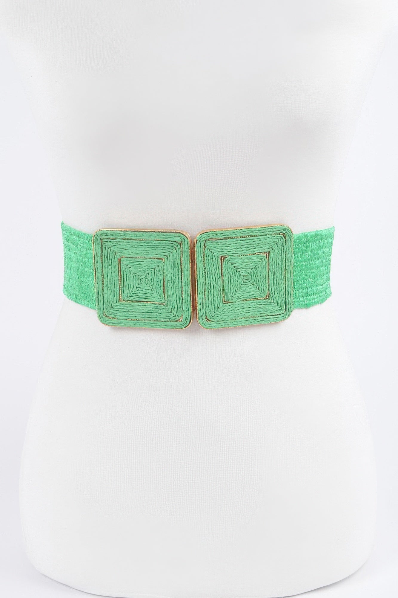 Faux Straw Two Buckle Elastic Belt product image