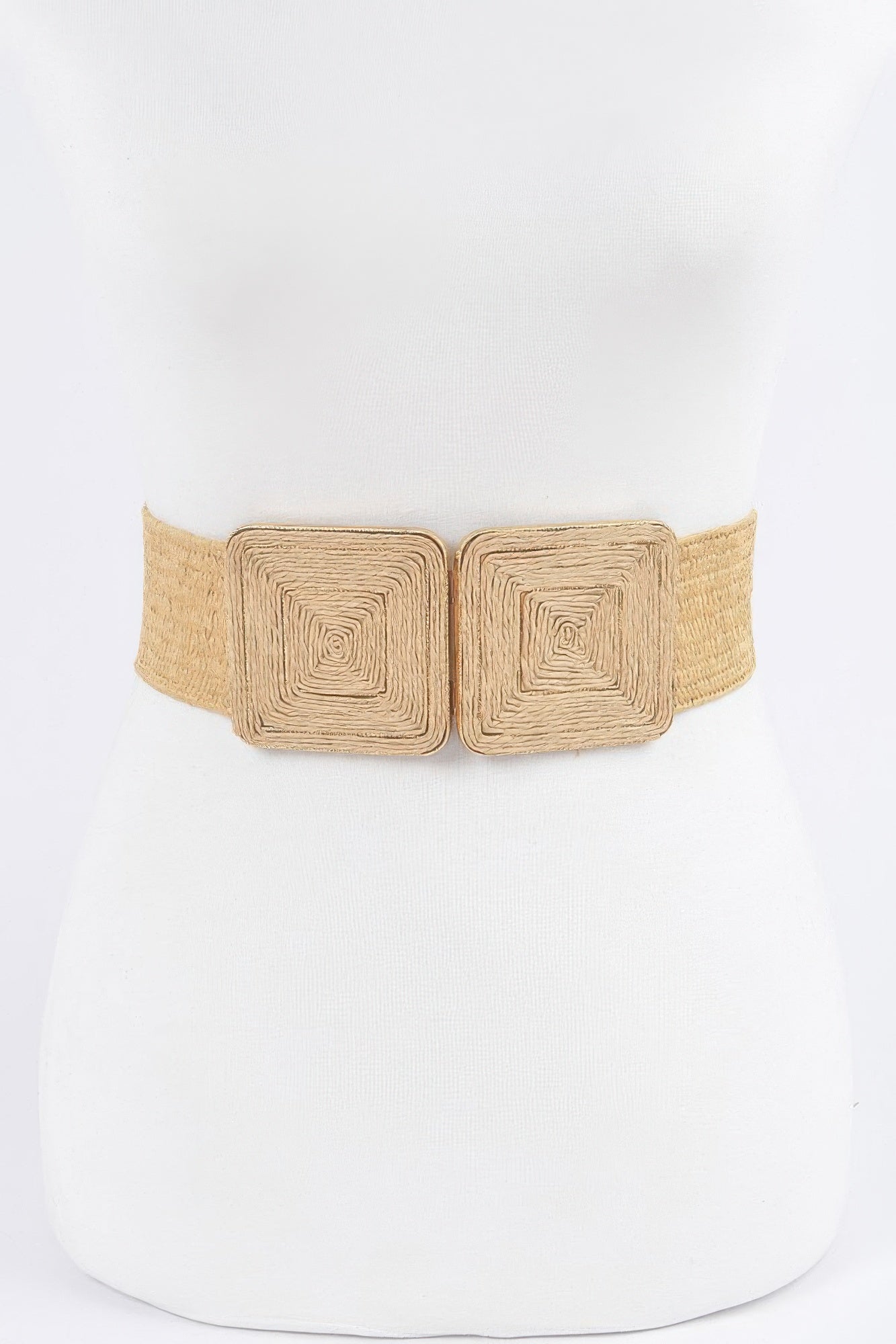 Faux Straw Two Buckle Elastic Belt product image