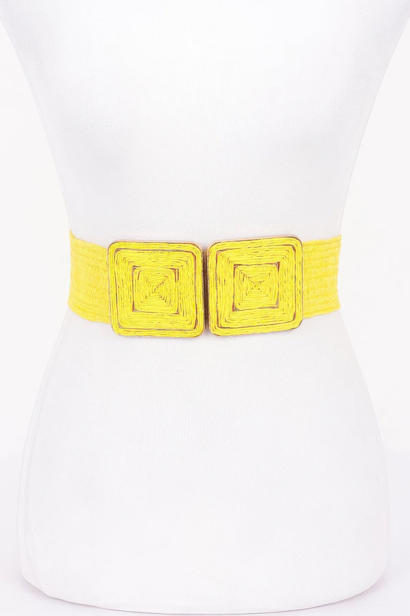 Faux Straw Two Buckle Elastic Belt product image