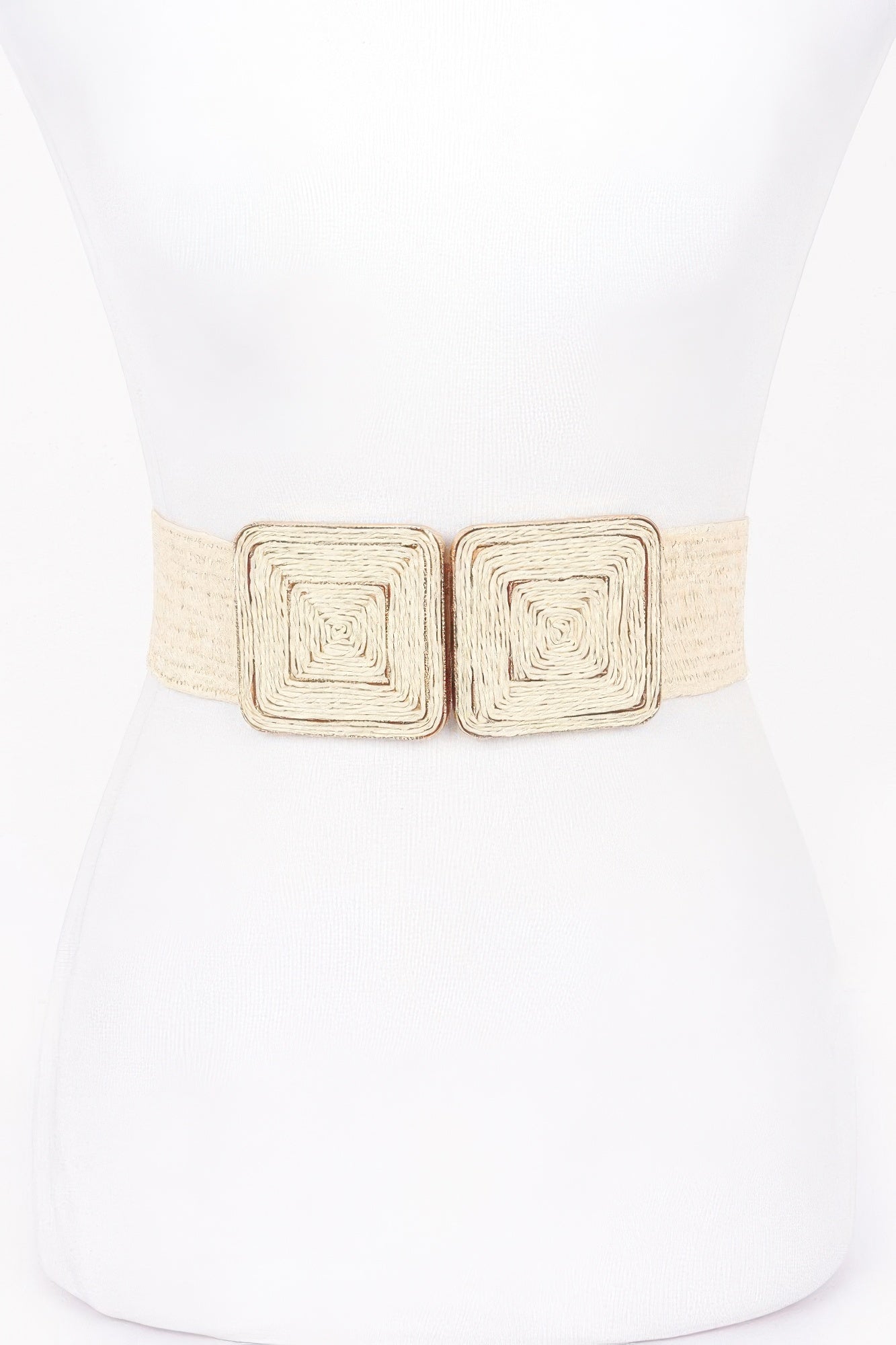 Faux Straw Two Buckle Elastic Belt product image