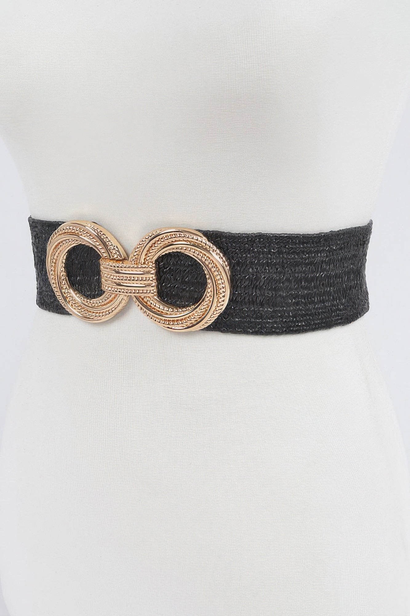 Metal Oo Buckle Plus Size Stretch Straw Belt product image