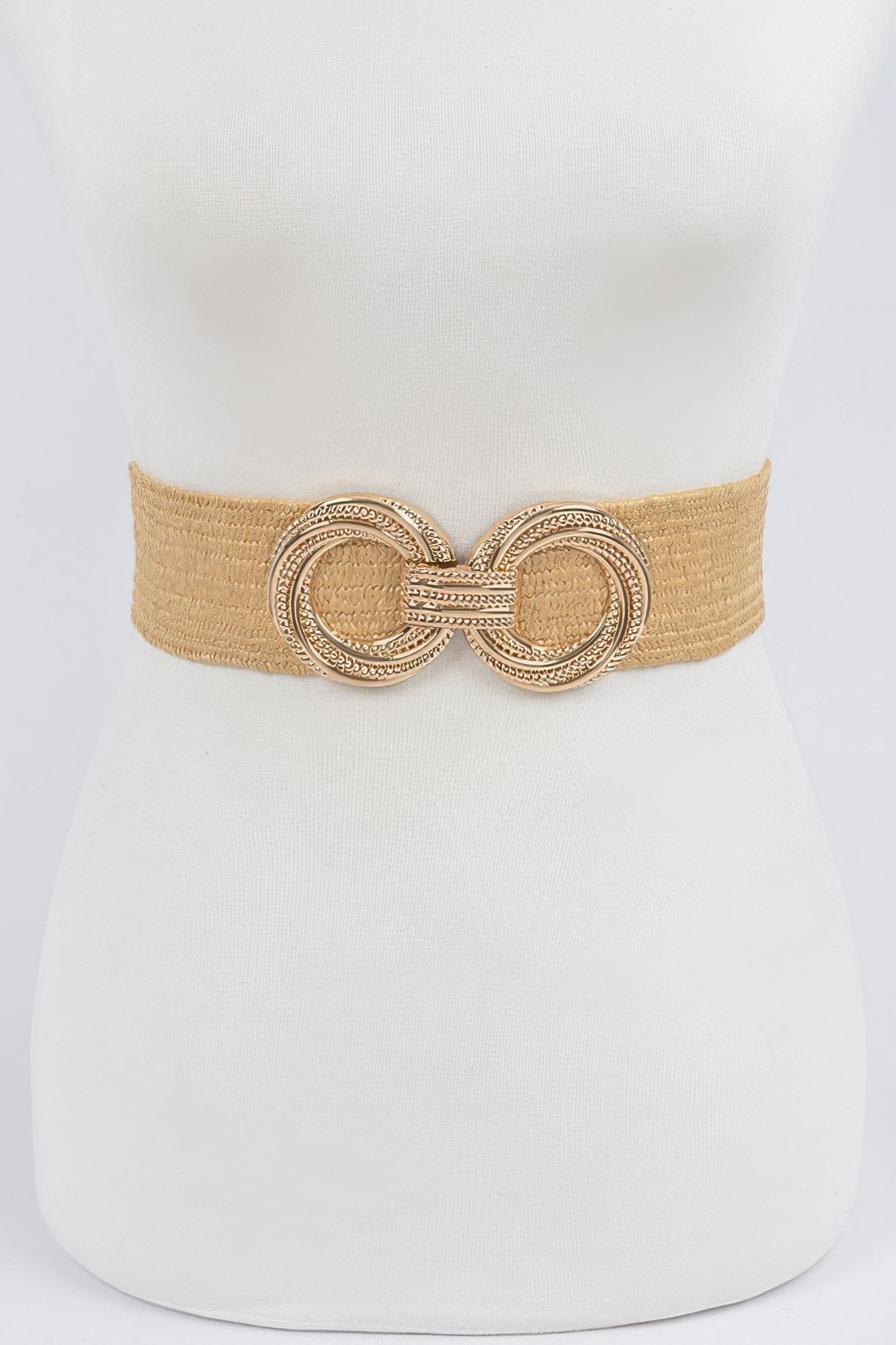 Metal Oo Buckle Plus Size Stretch Straw Belt product image