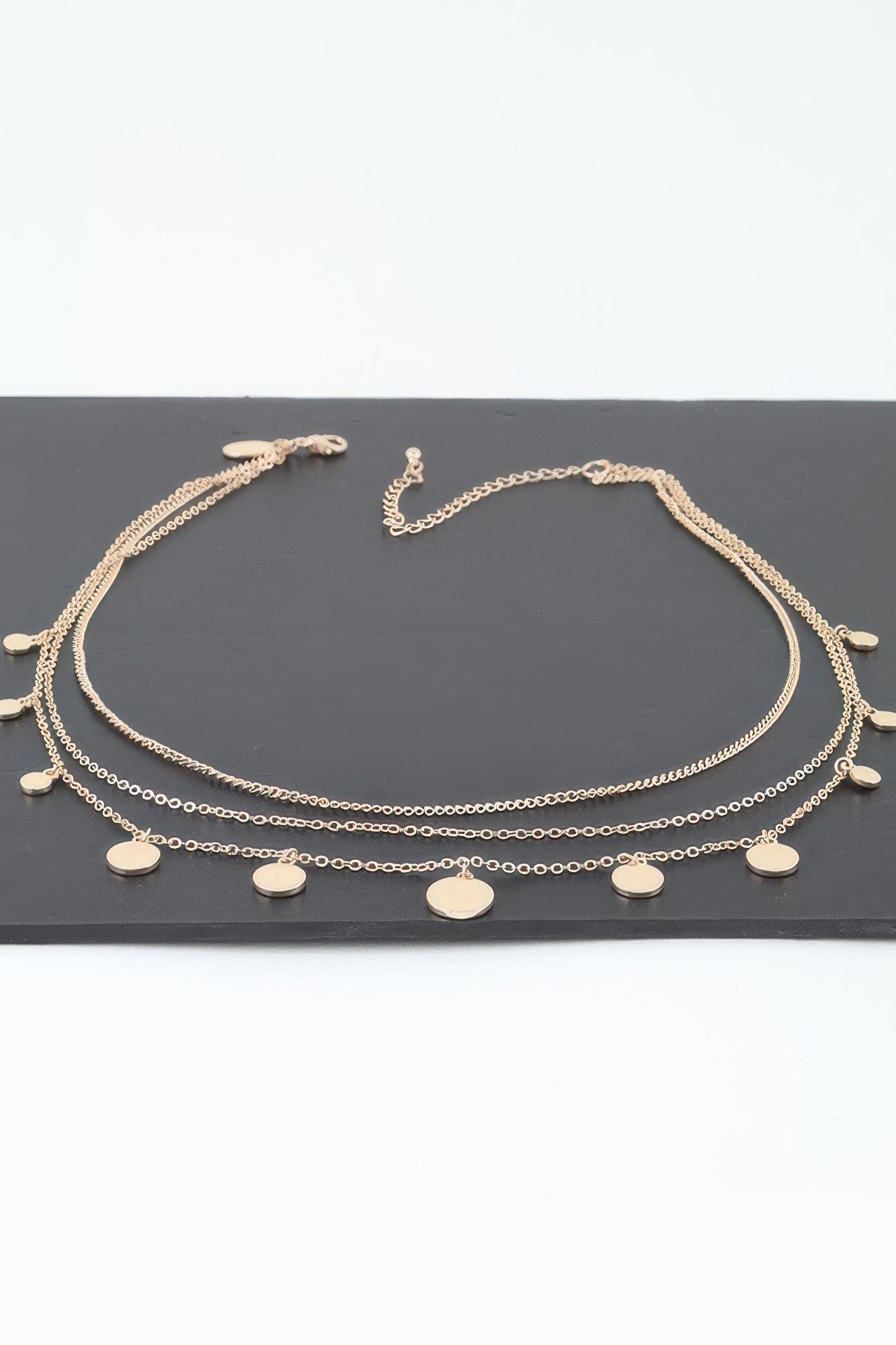 Triple Round Charm Chain Necklace product image