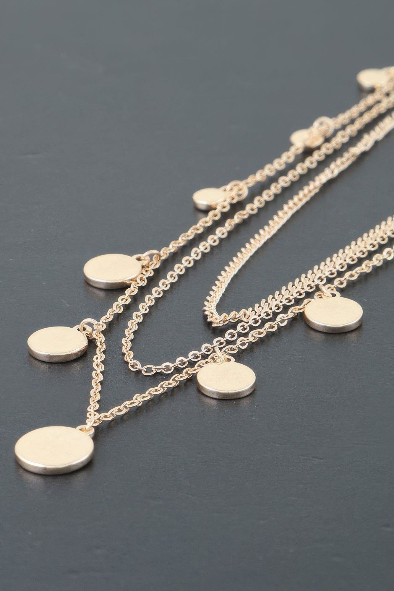 Triple Round Charm Chain Necklace product image
