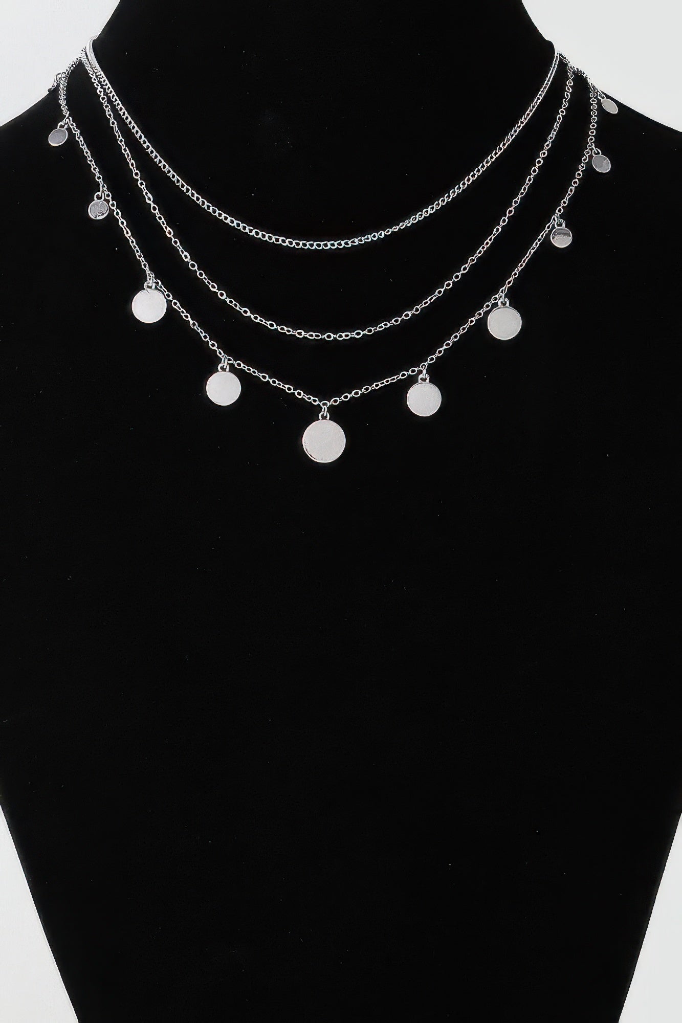 Triple Round Charm Chain Necklace product image