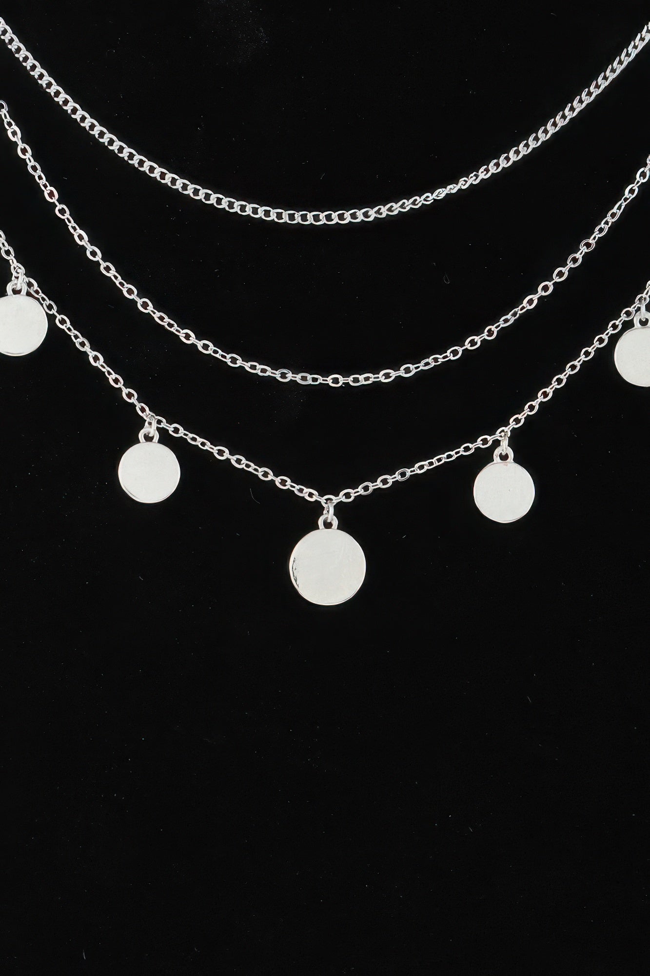 Triple Round Charm Chain Necklace product image