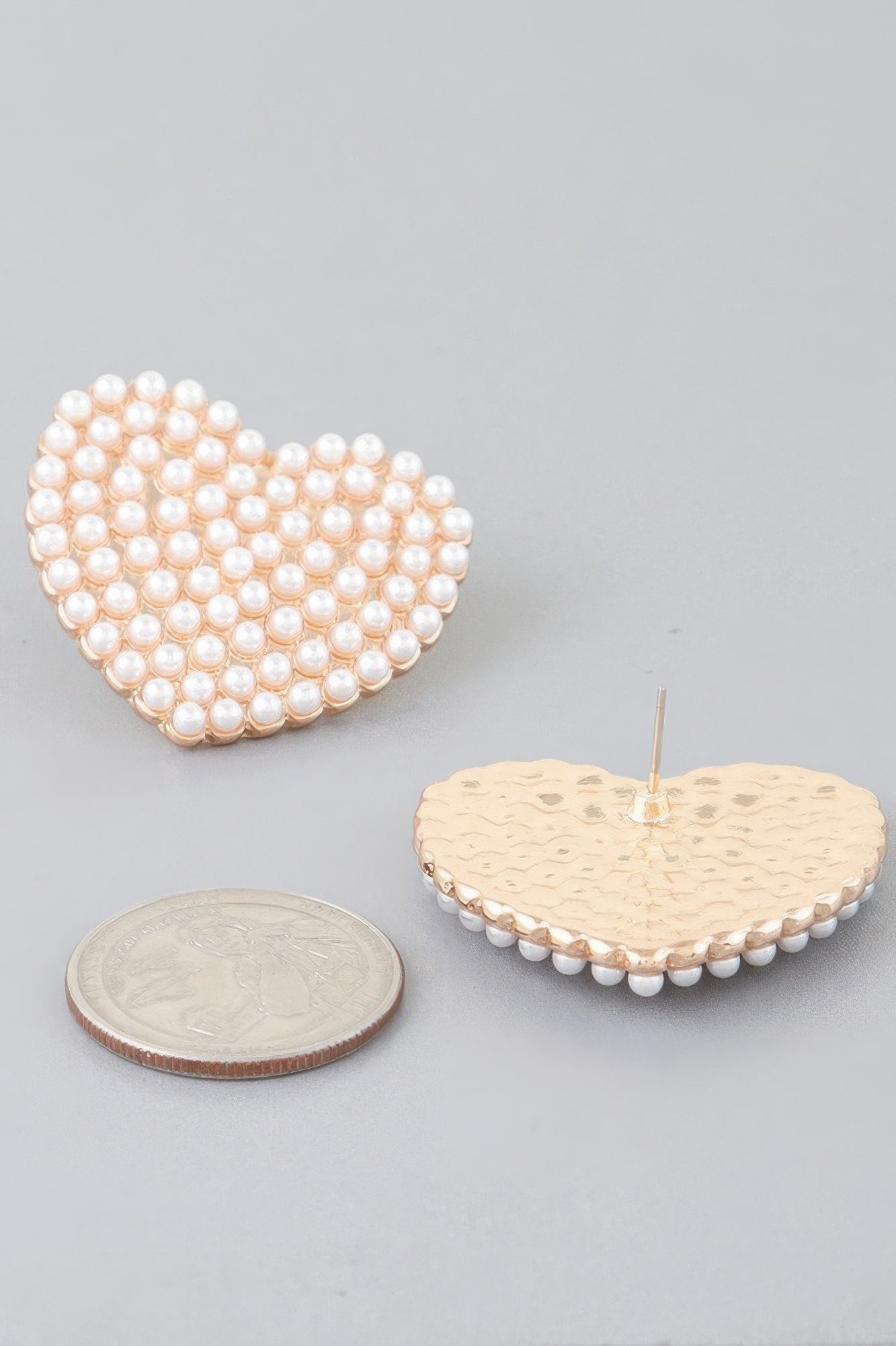 Pearled Heart Stud Earrings product image