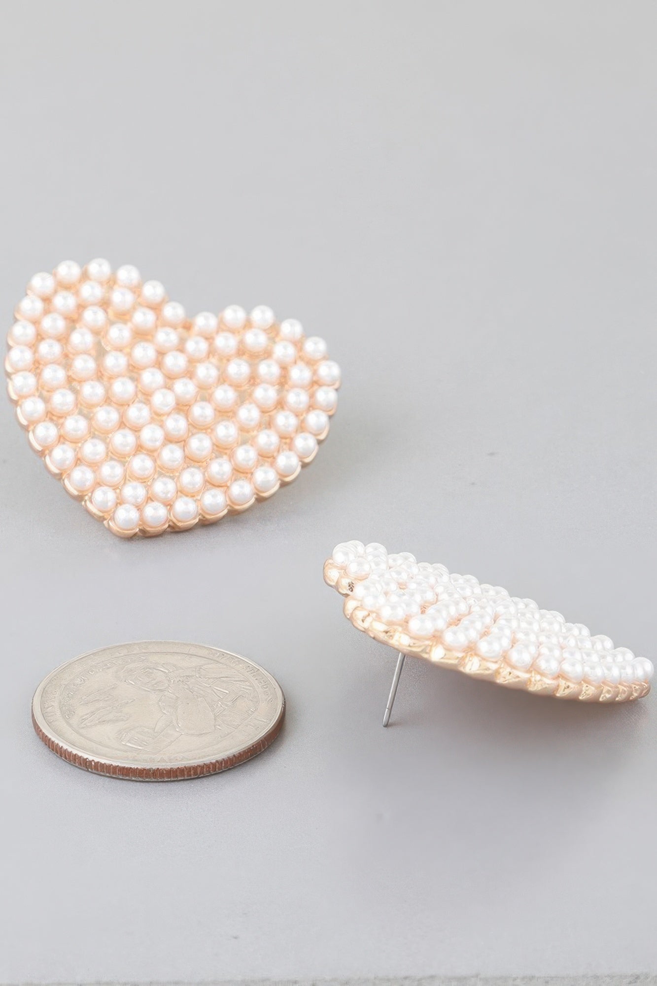 Pearled Heart Stud Earrings product image