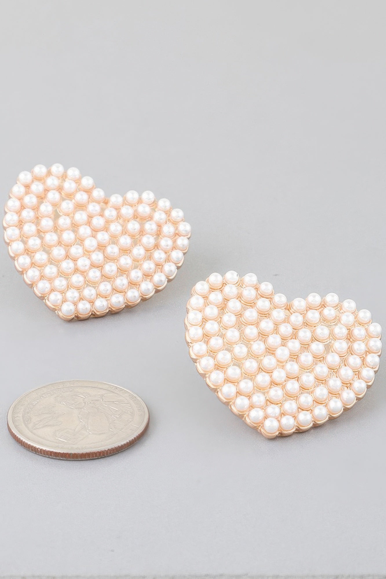 Pearled Heart Stud Earrings product image