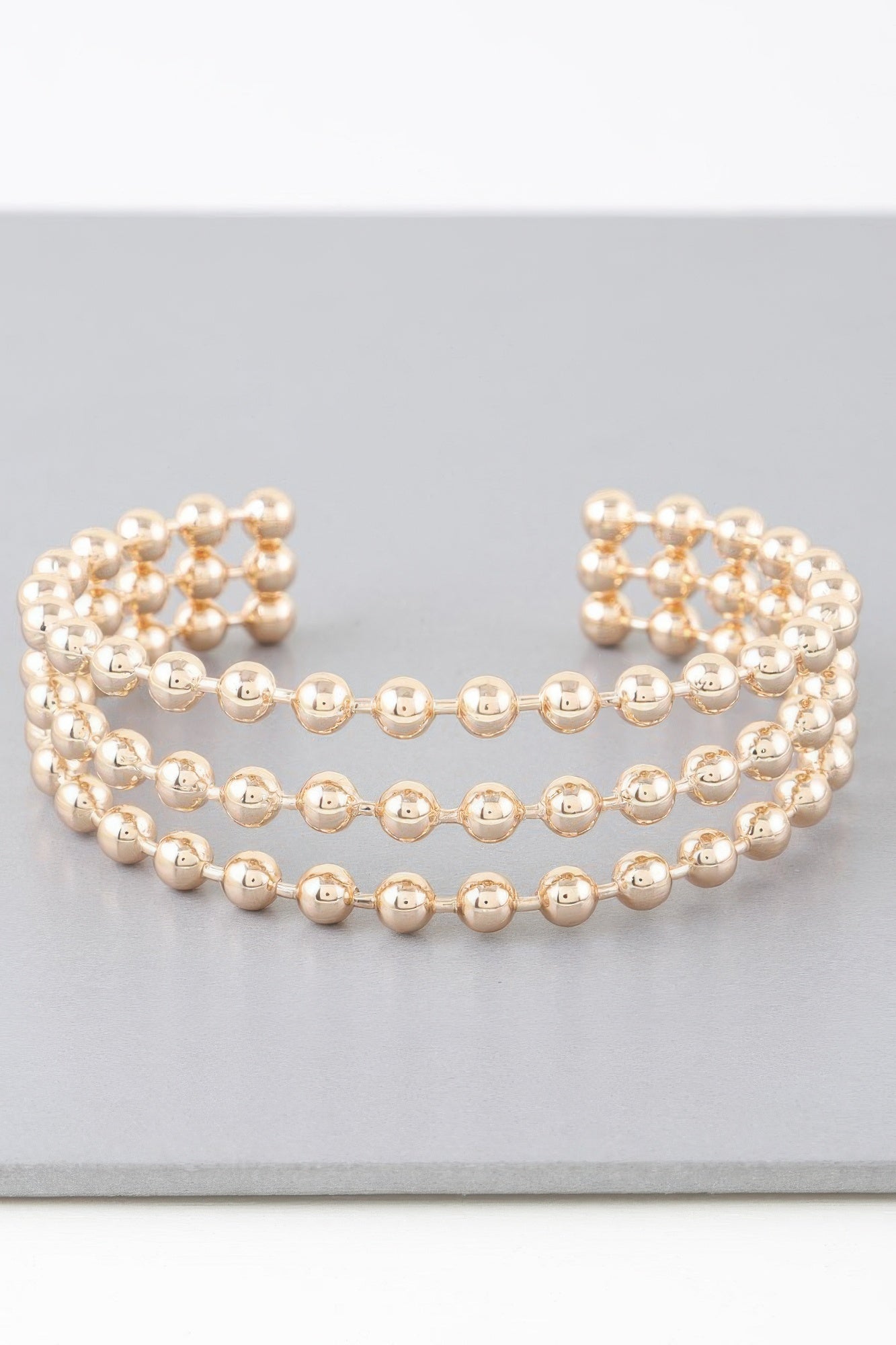 Wide Triple Beaded Cuff Bracelet product image