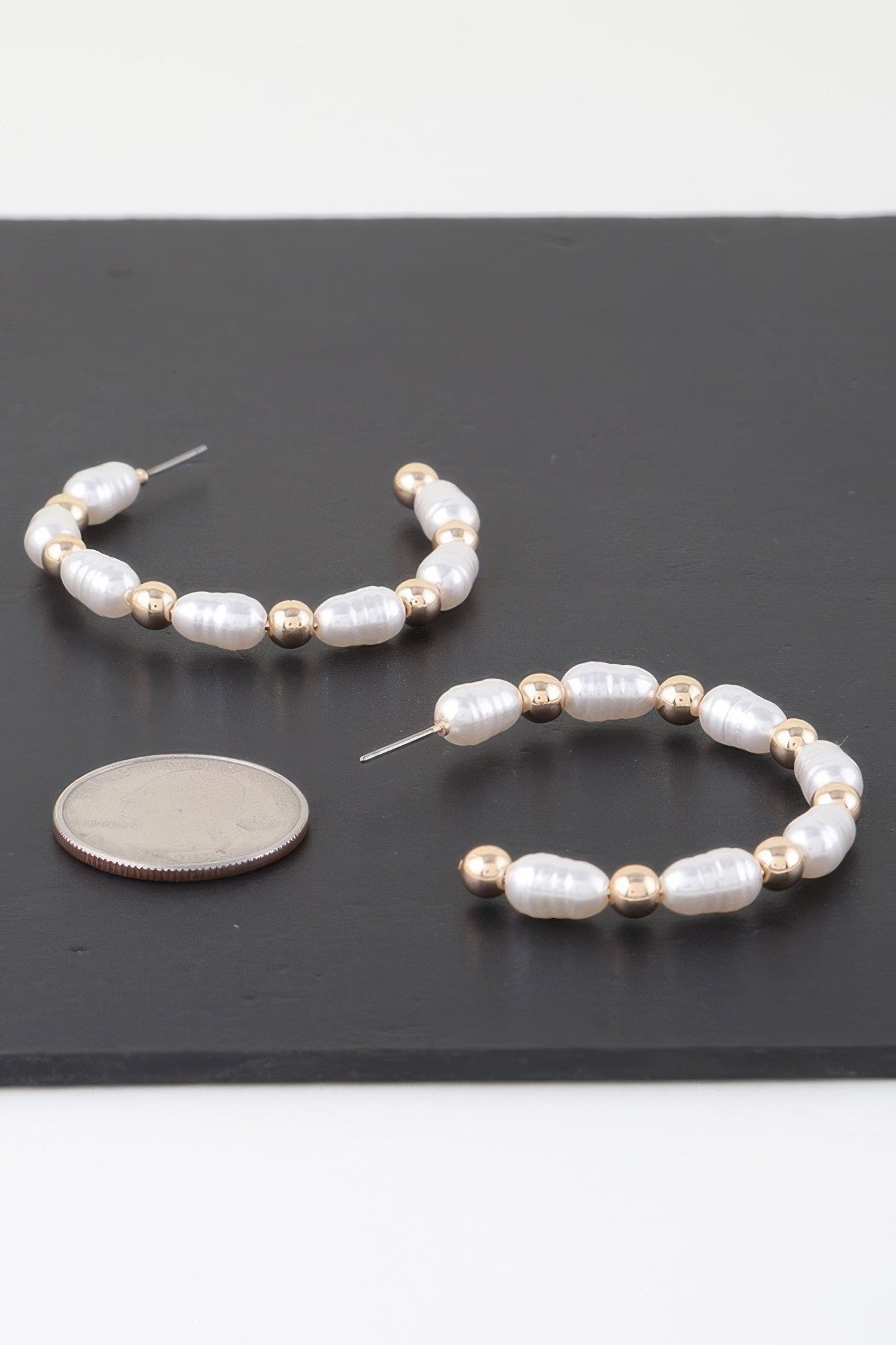 Multi Pearl Beaded Hoop Earrings product image