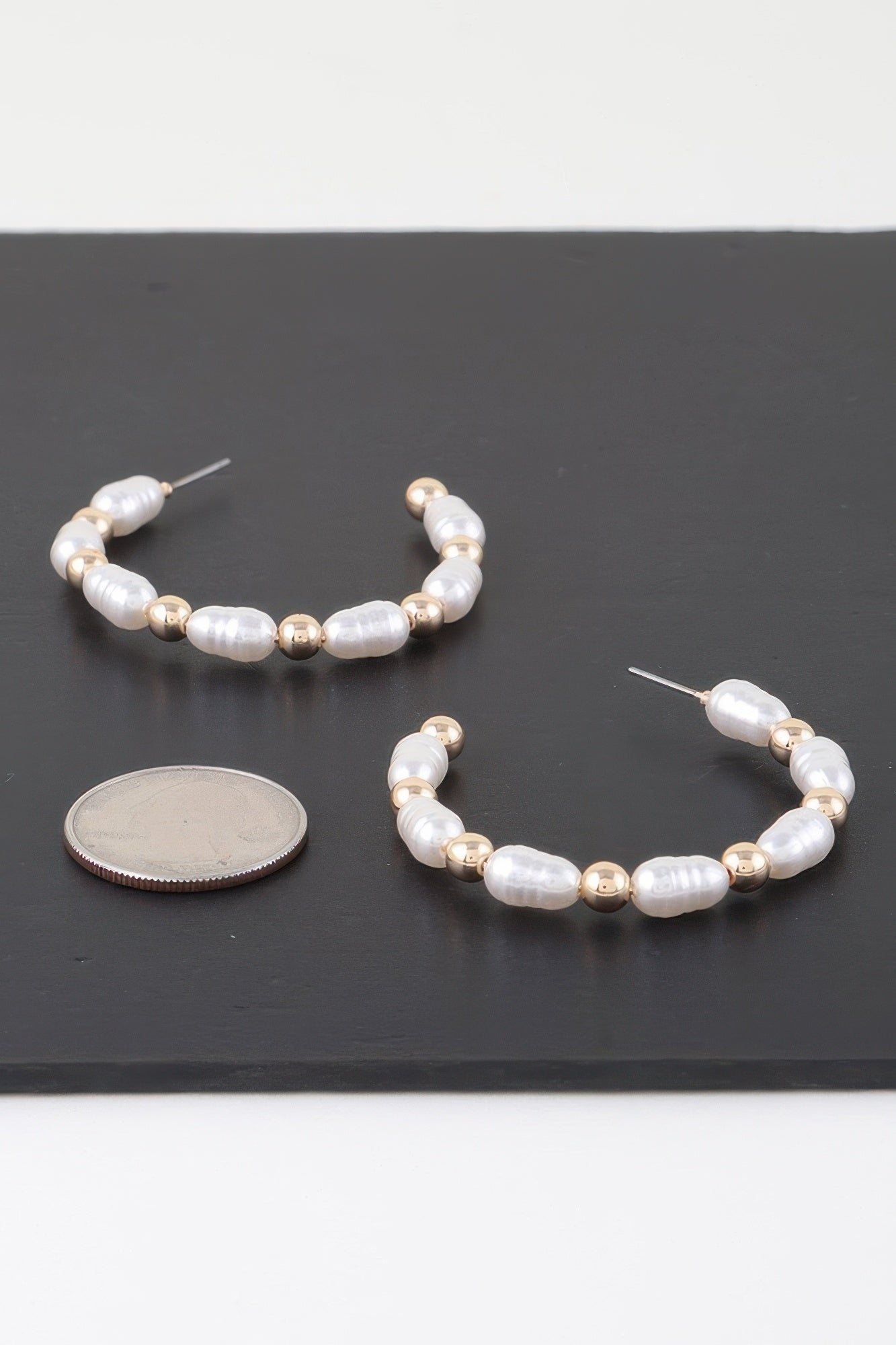 Multi Pearl Beaded Hoop Earrings product image