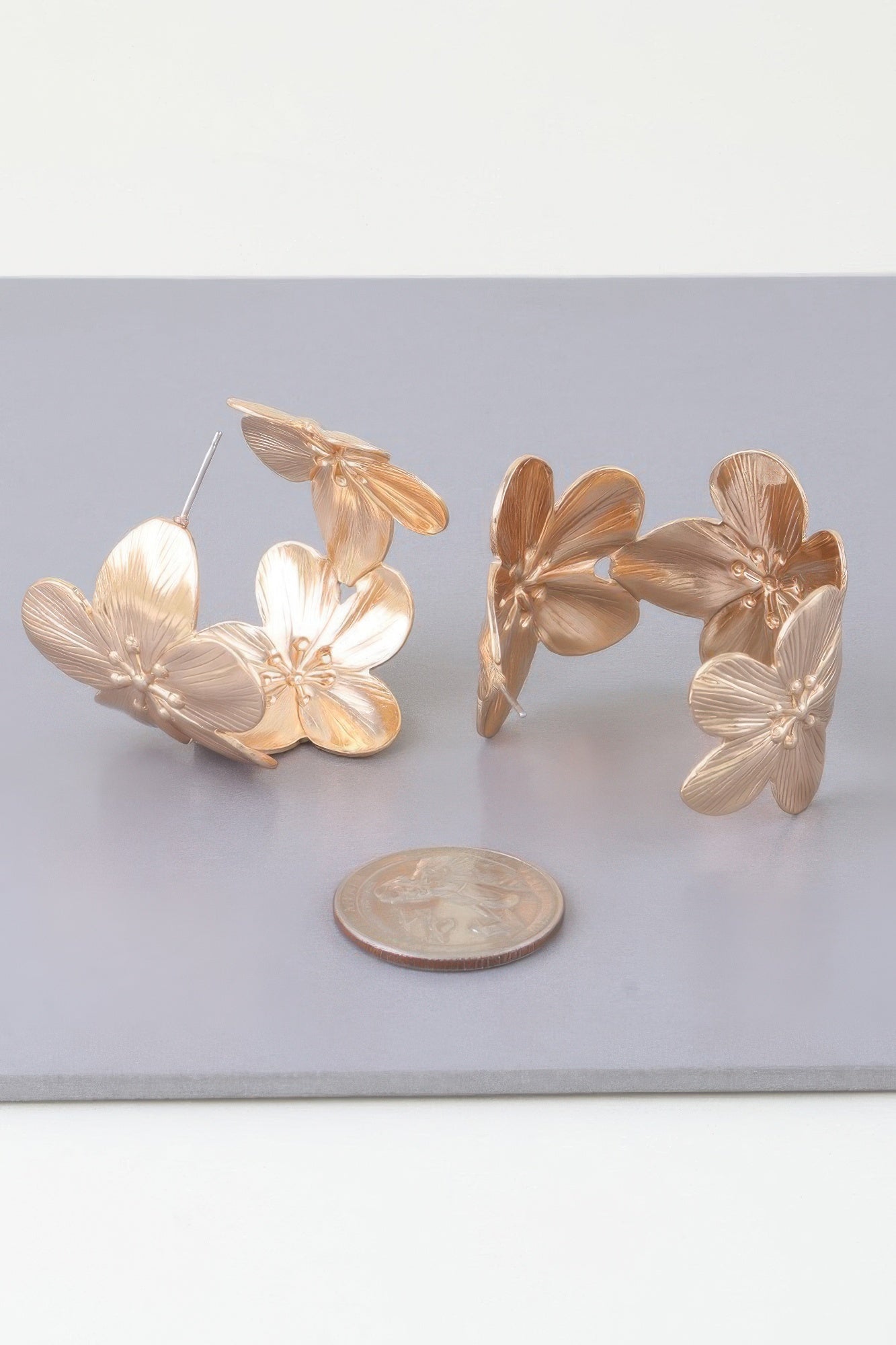 Gold Floral Hoop Earrings product image