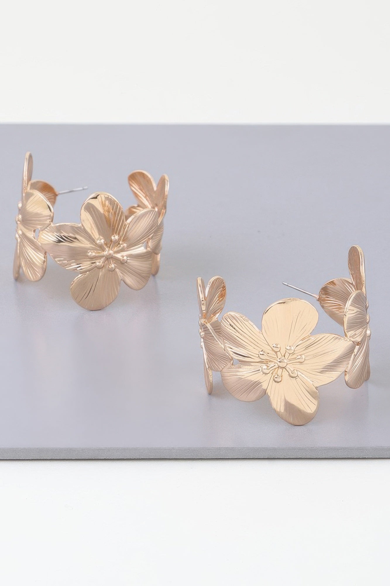 Gold Floral Hoop Earrings product image