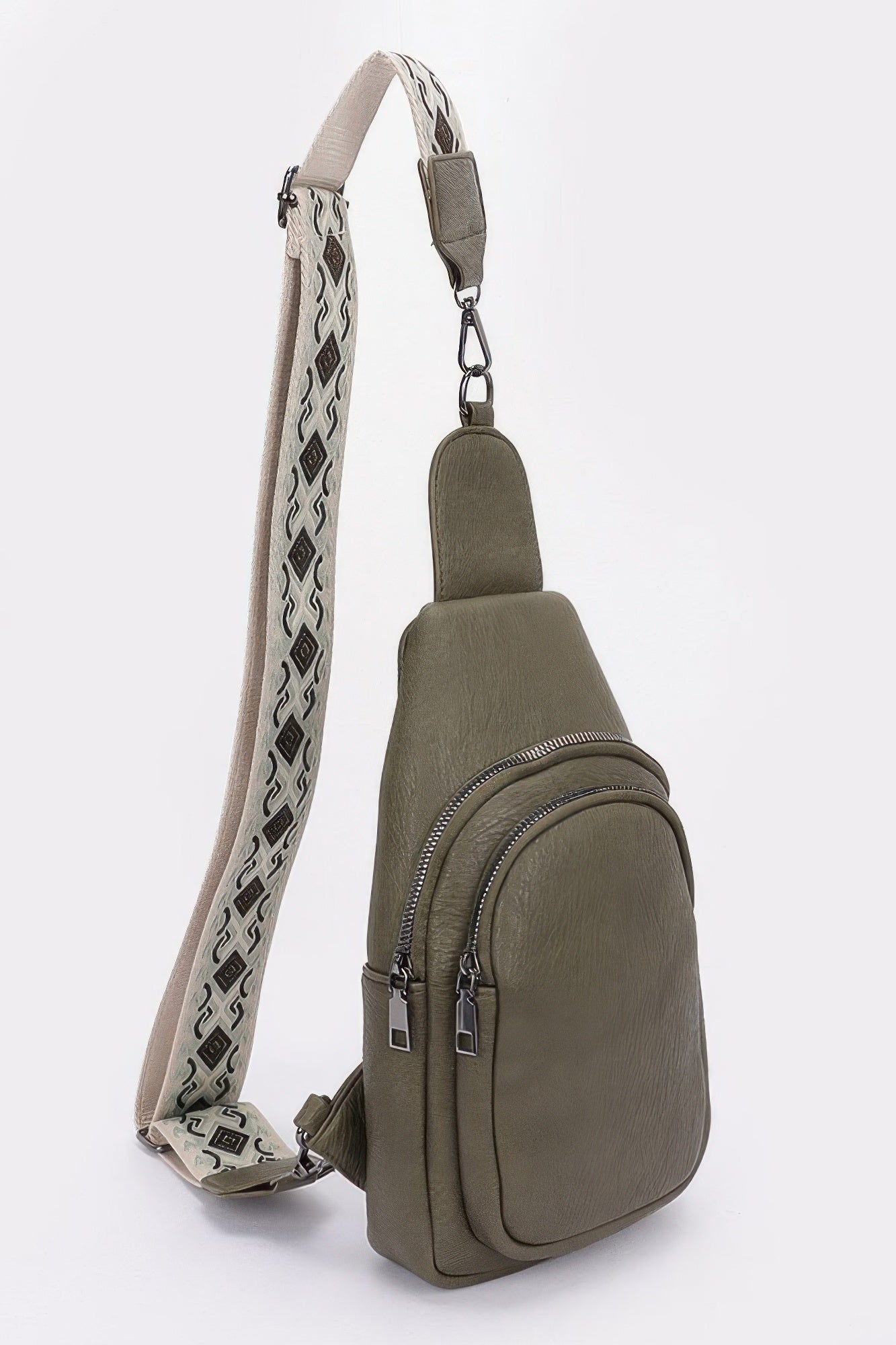 Faux Leather Sling Bag W/multi Color Strap product image