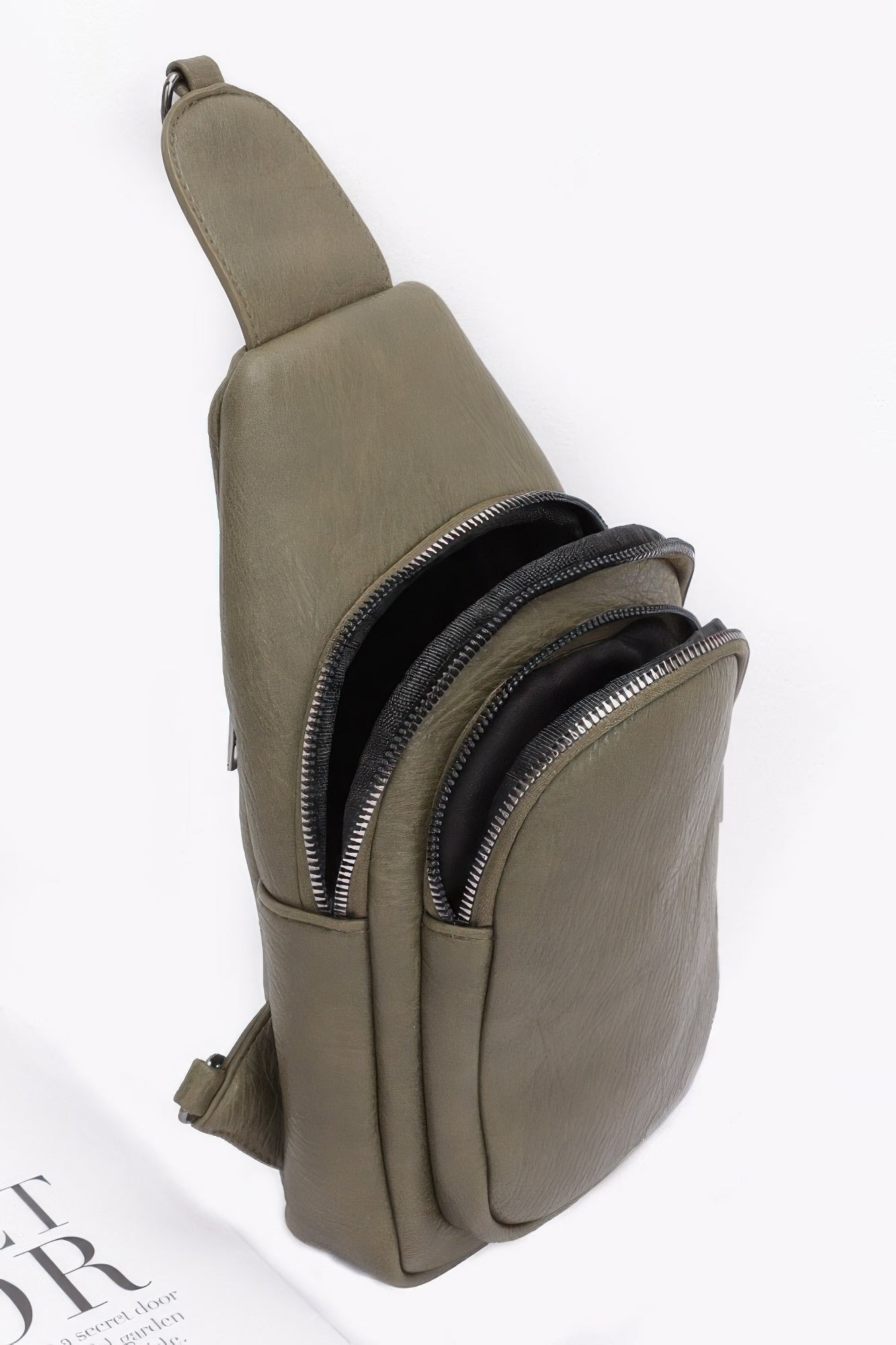 Faux Leather Sling Bag W/multi Color Strap product image