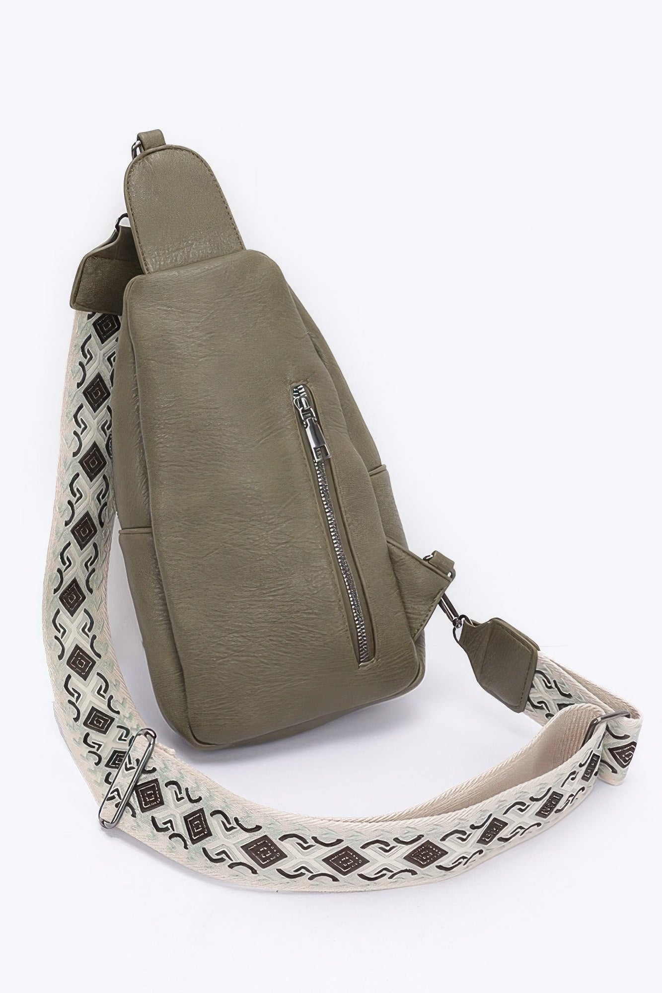 Faux Leather Sling Bag W/multi Color Strap product image