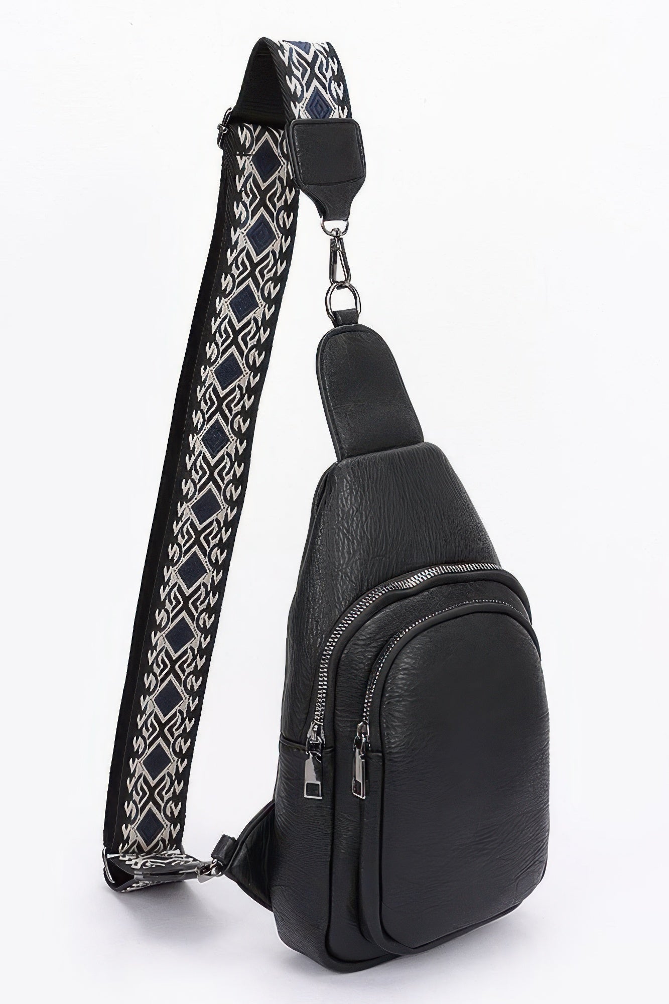 Faux Leather Sling Bag W/multi Color Strap product image