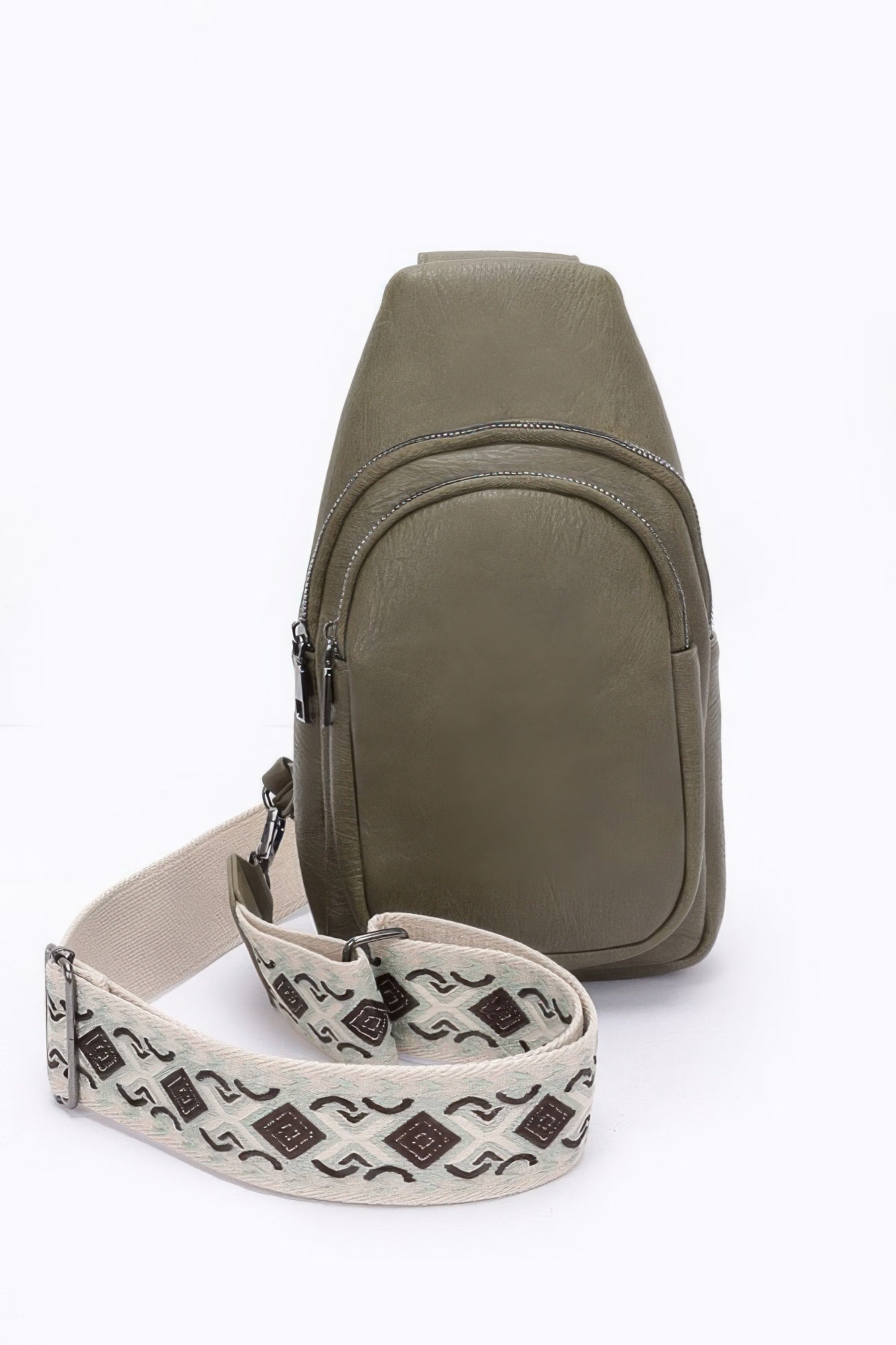 Faux Leather Sling Bag W/multi Color Strap product image