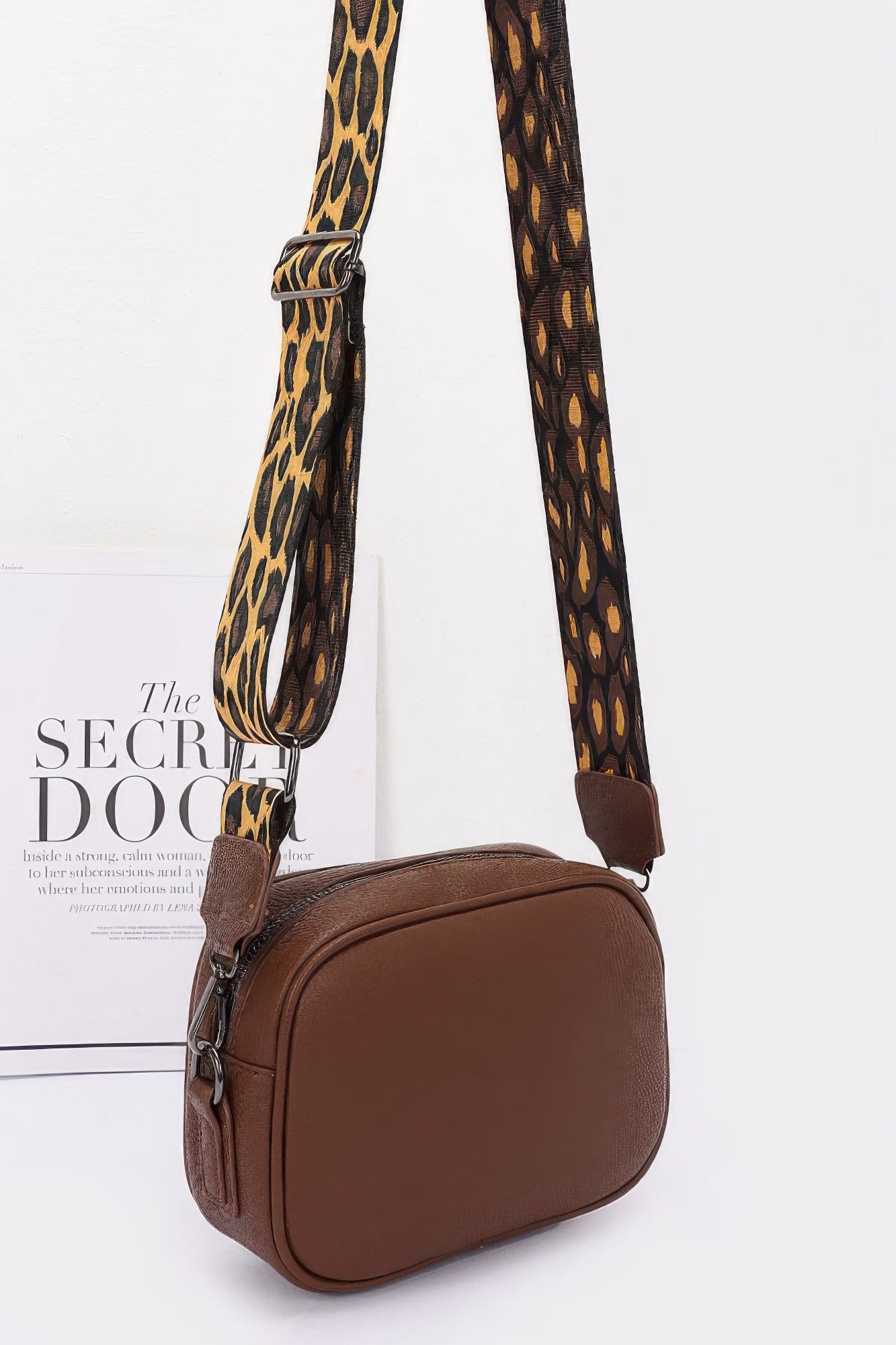 Faux Leather Camera Bag W/leopard Strap product image