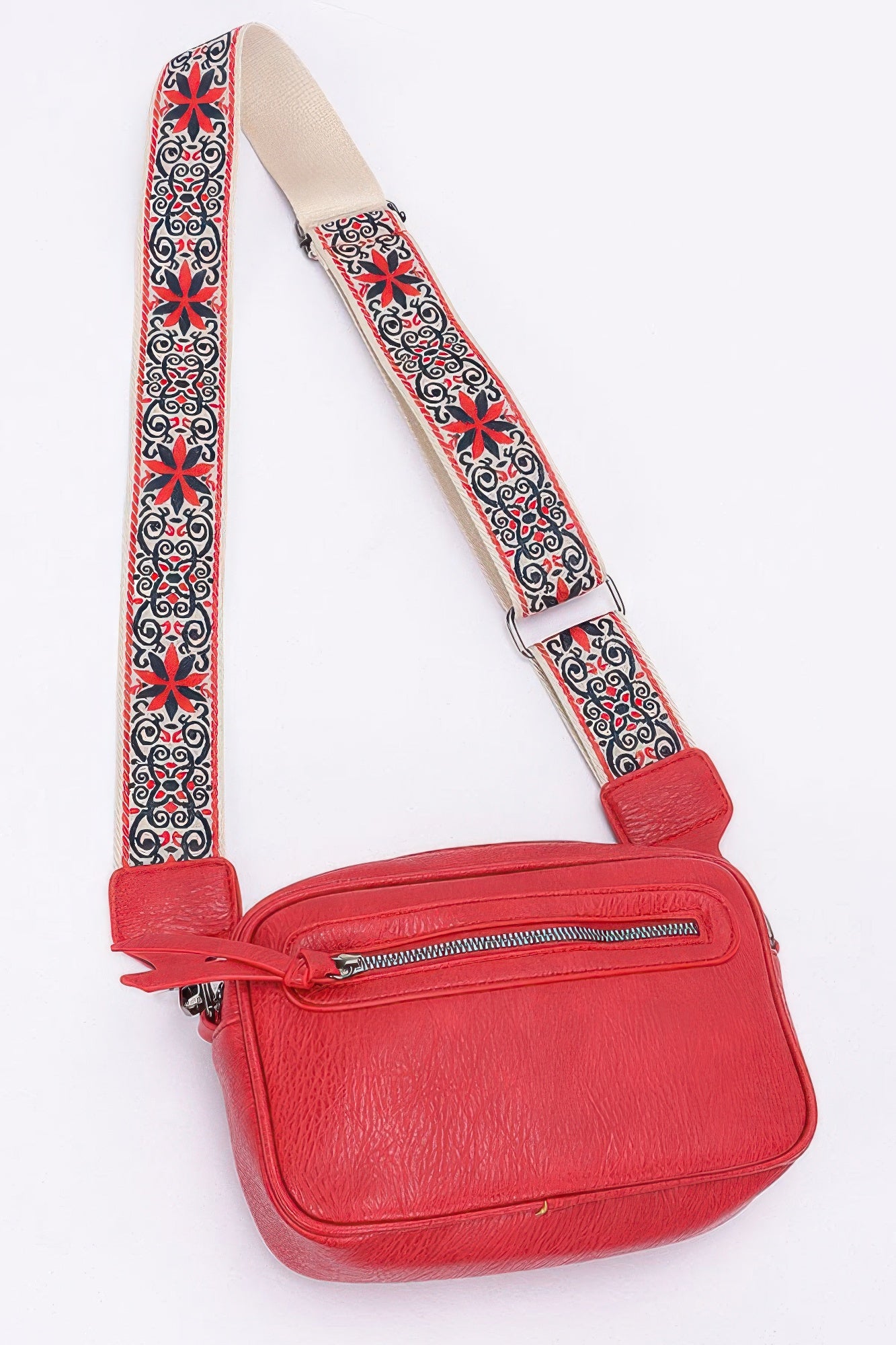 Faux Leather Camera Bag W/multi Color Strap product image