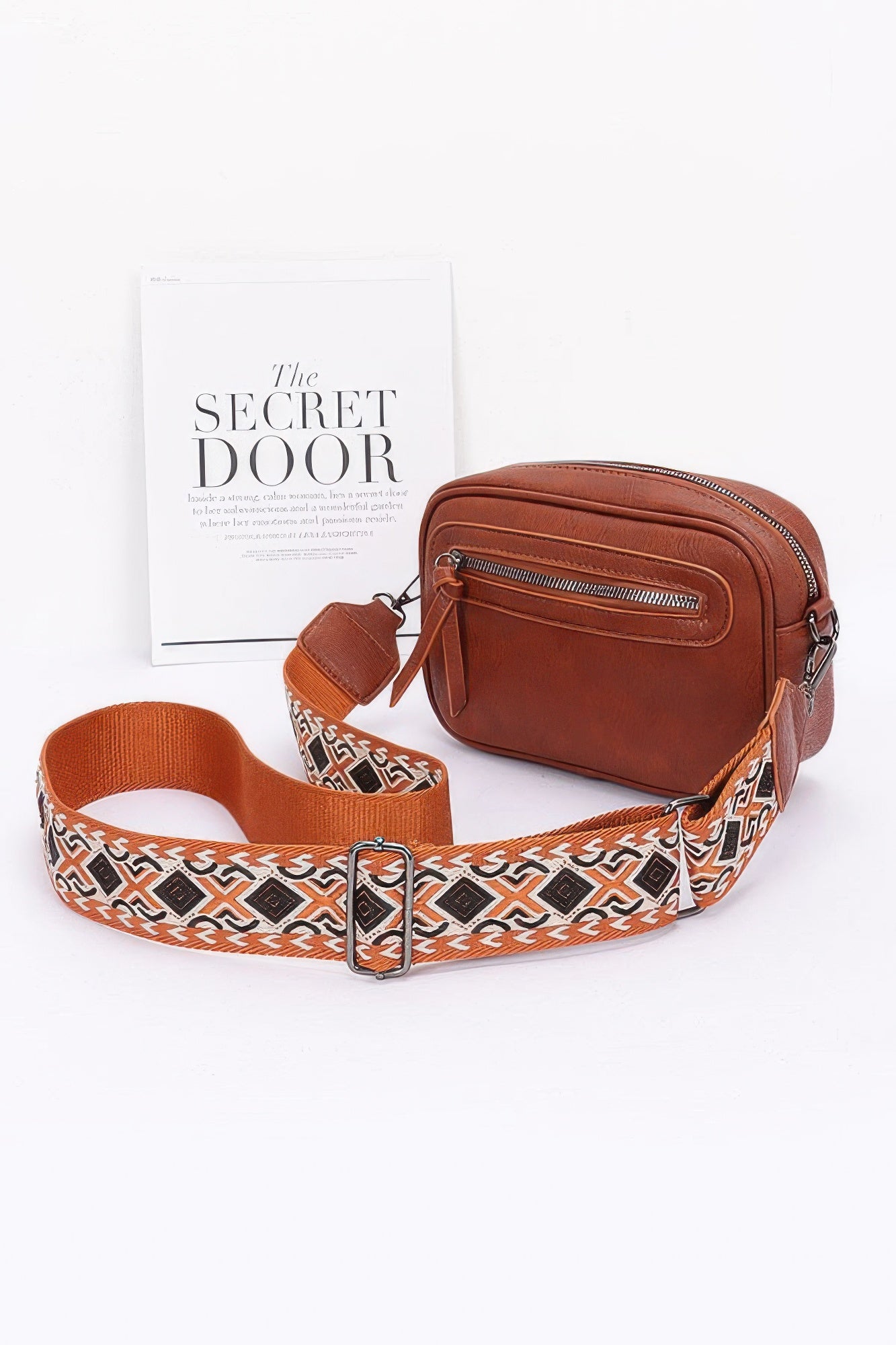 Faux Leather Camera Bag W/multi Color Strap product image