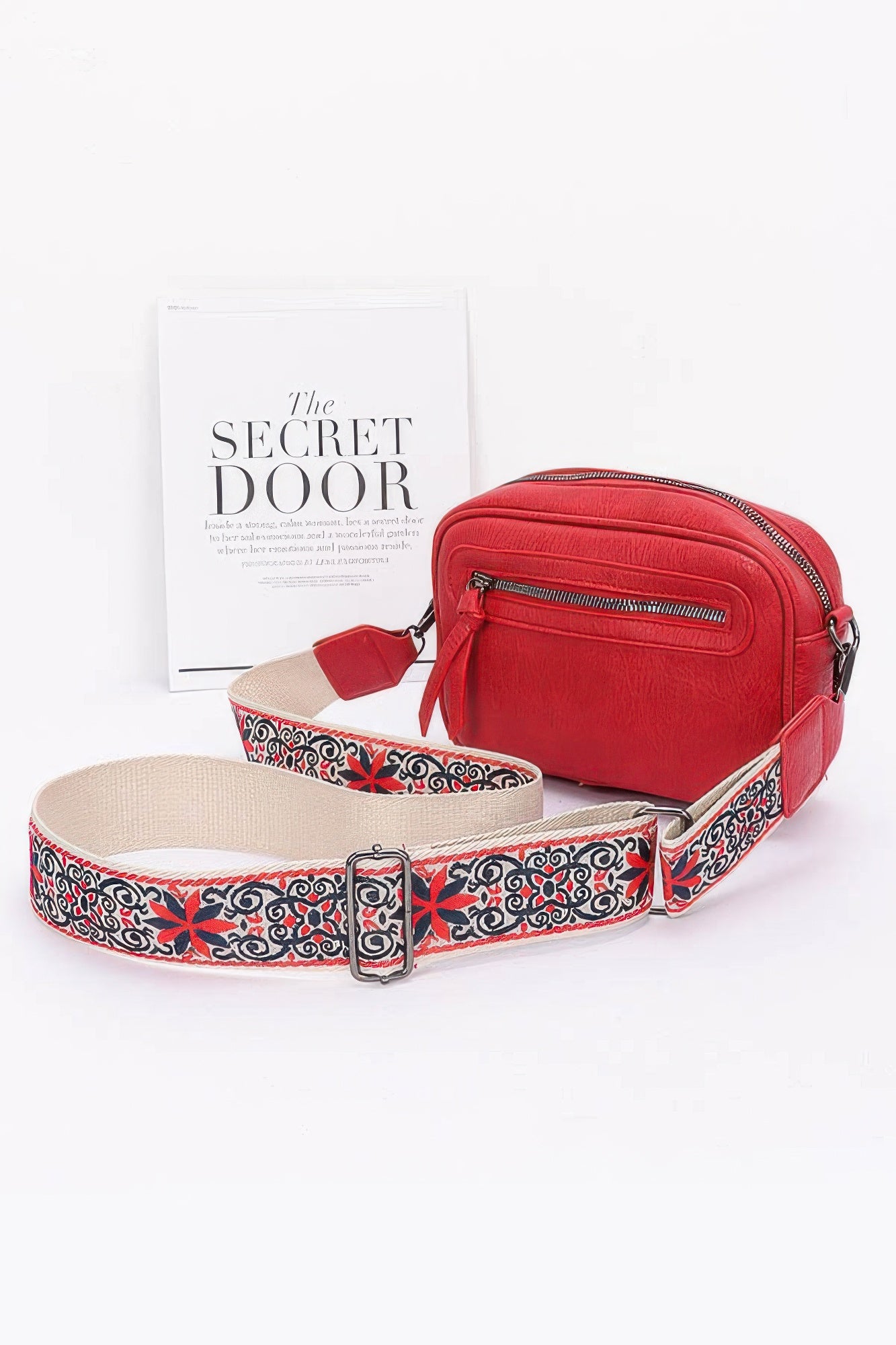 Faux Leather Camera Bag W/multi Color Strap product image