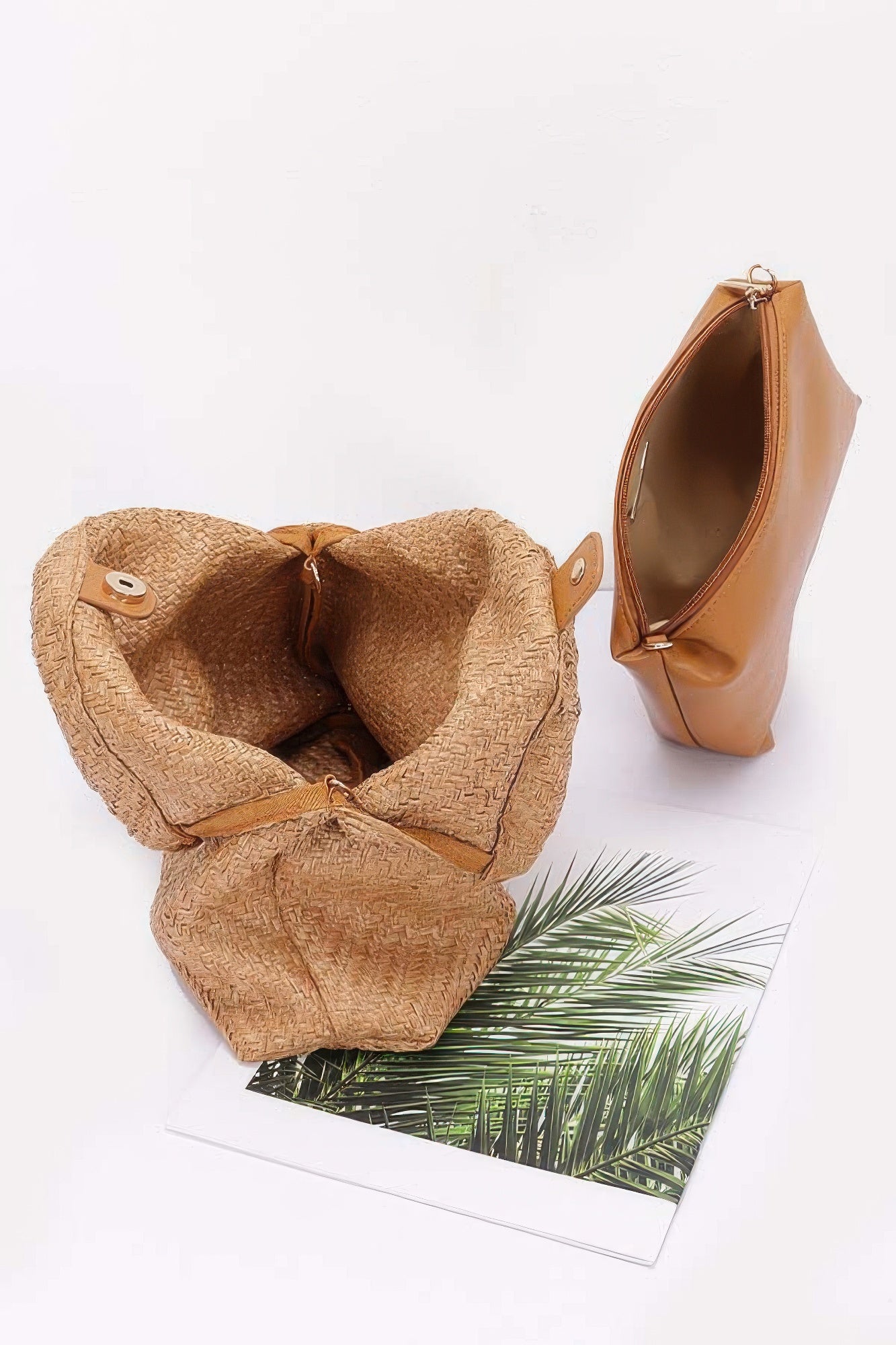 Faux Straw Bamboo Handle Handbag product image