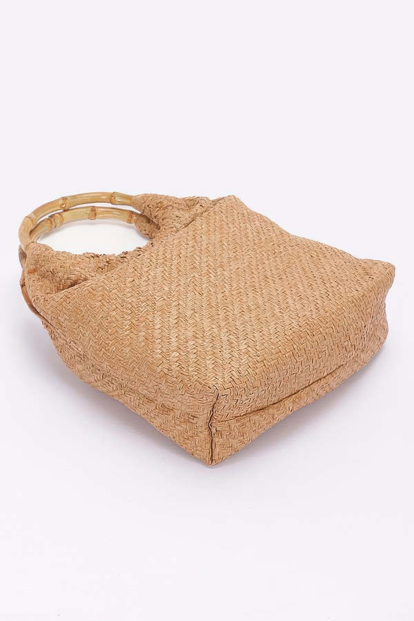Faux Straw Bamboo Handle Handbag product image