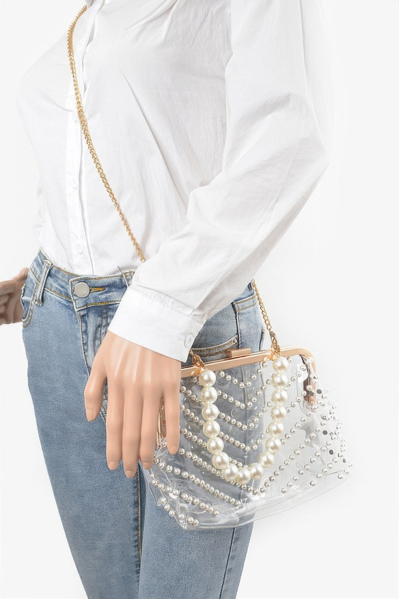 Stone Studded Transparent Clutch product image
