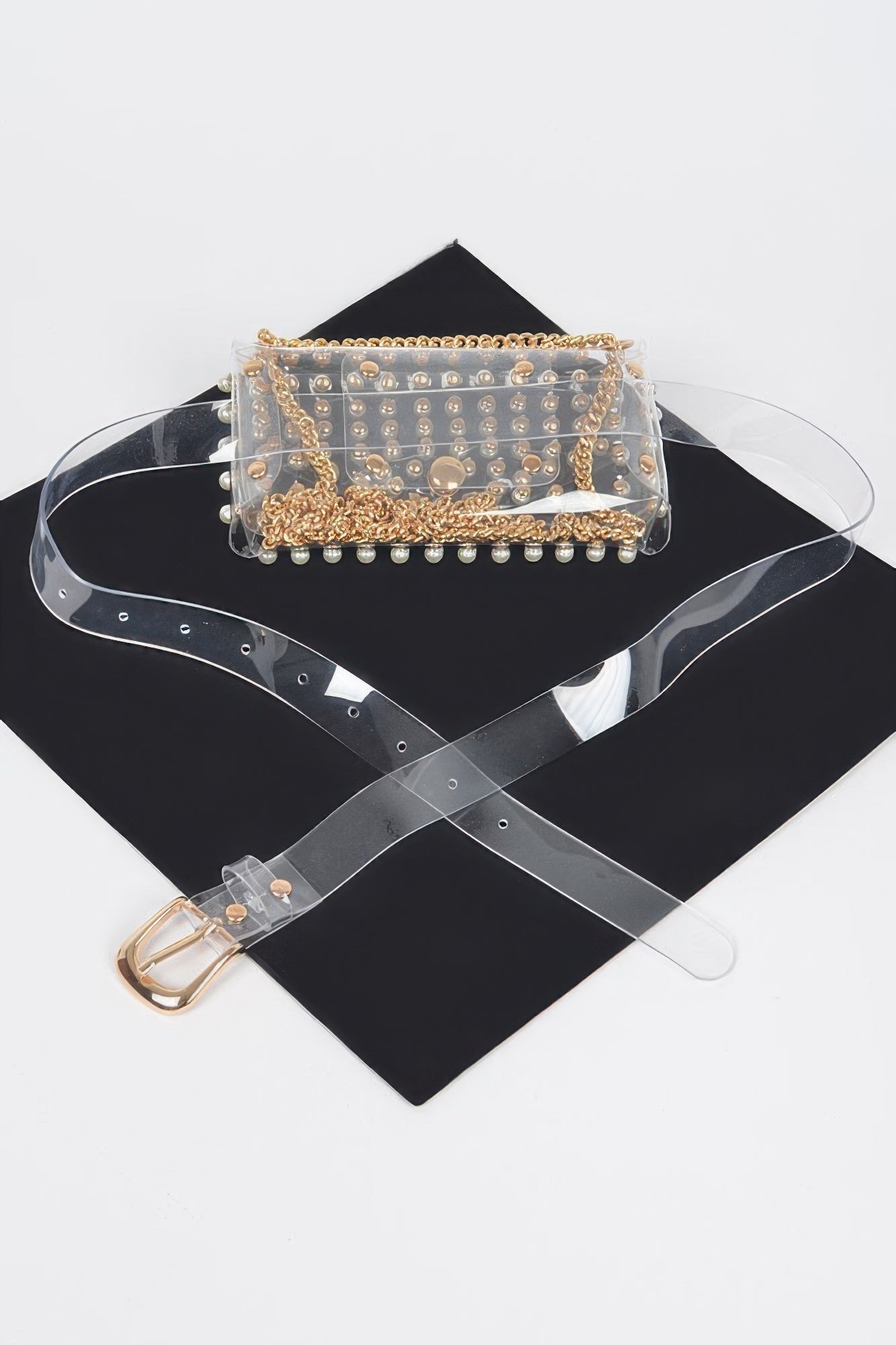 Rhinestone Clear Belt Bag W/chain product image