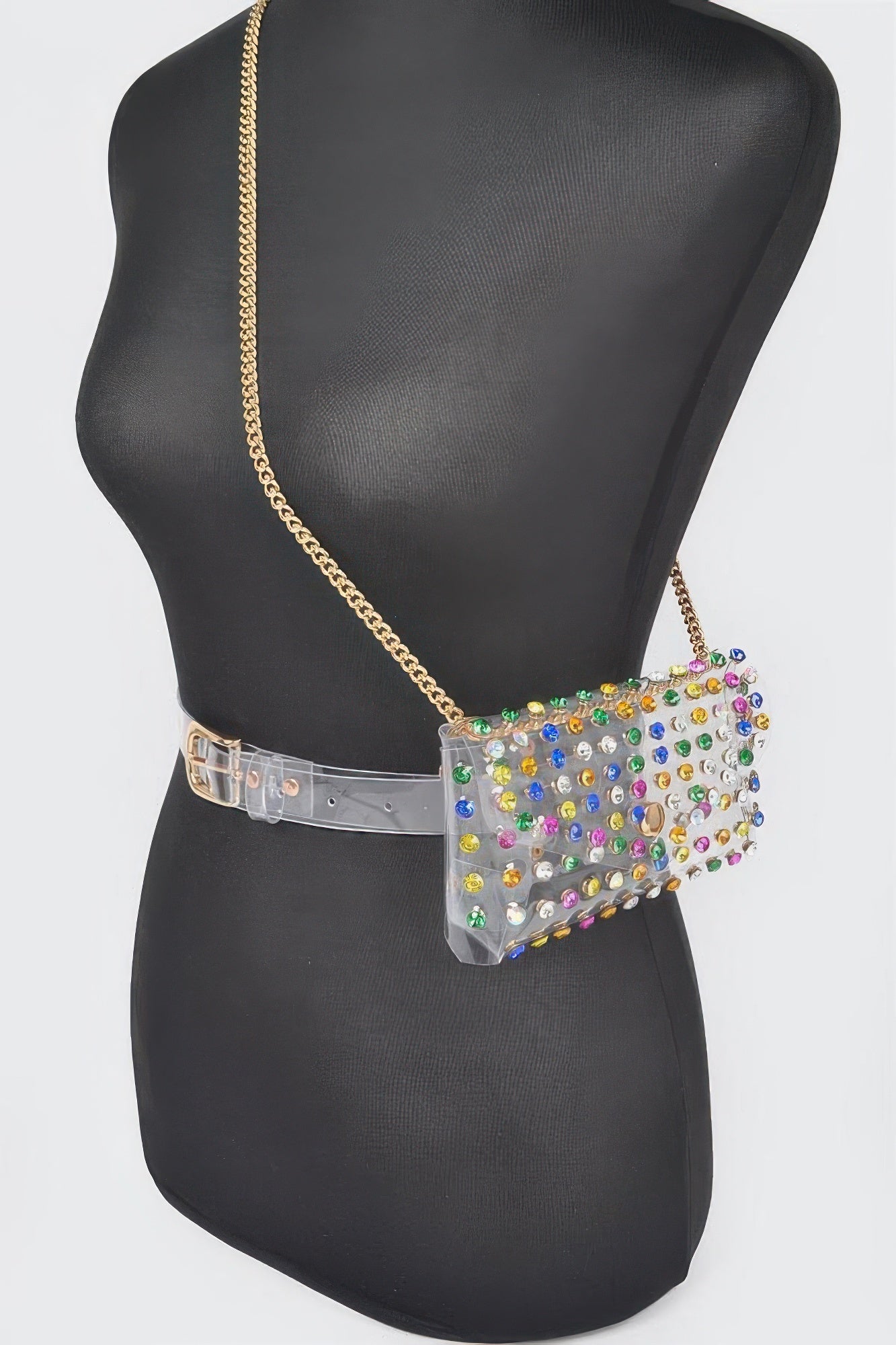 Rhinestone Clear Belt Bag W/chain product image