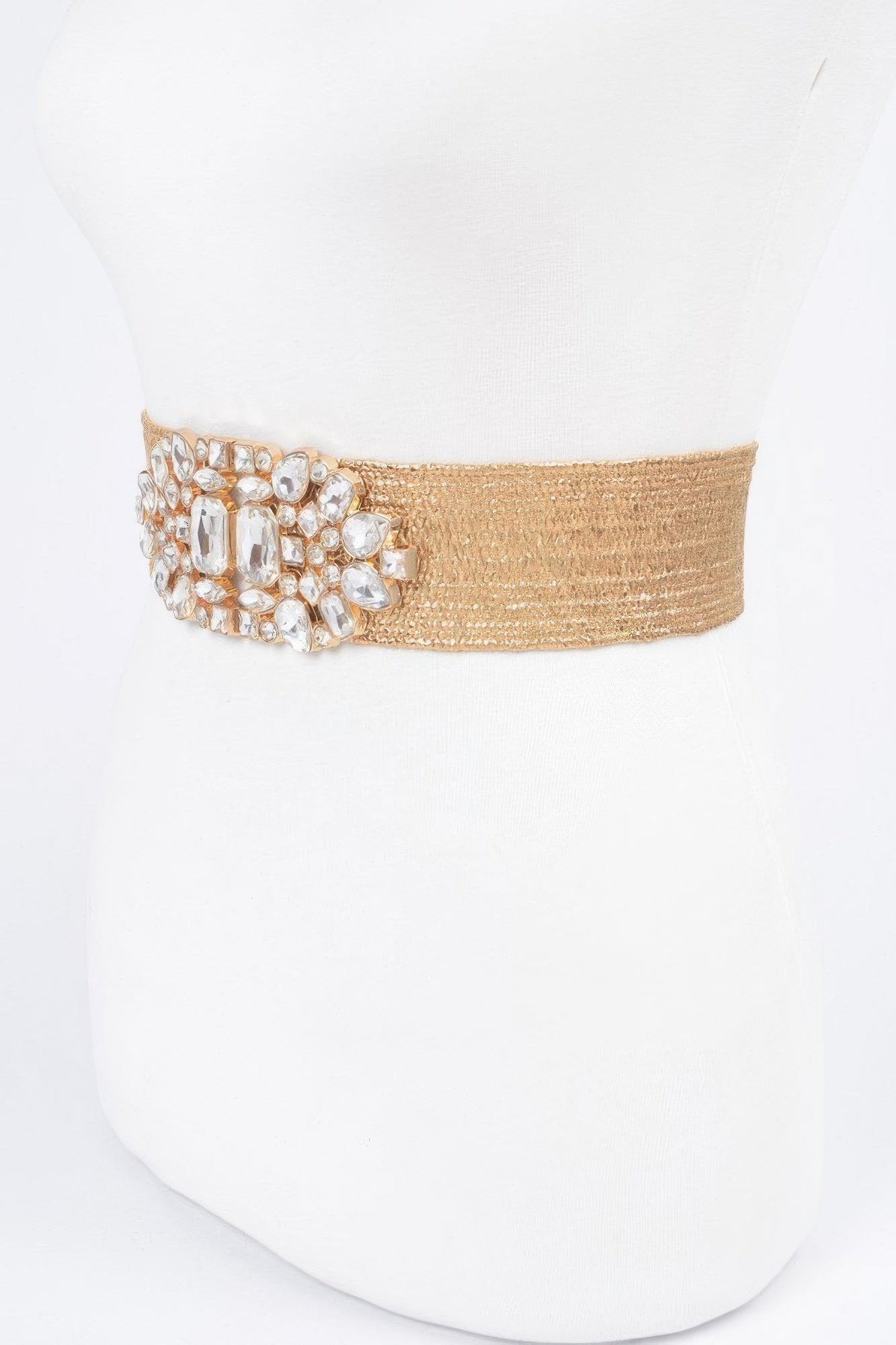 Multi Stone Metallic Straw Stretch Belt product image
