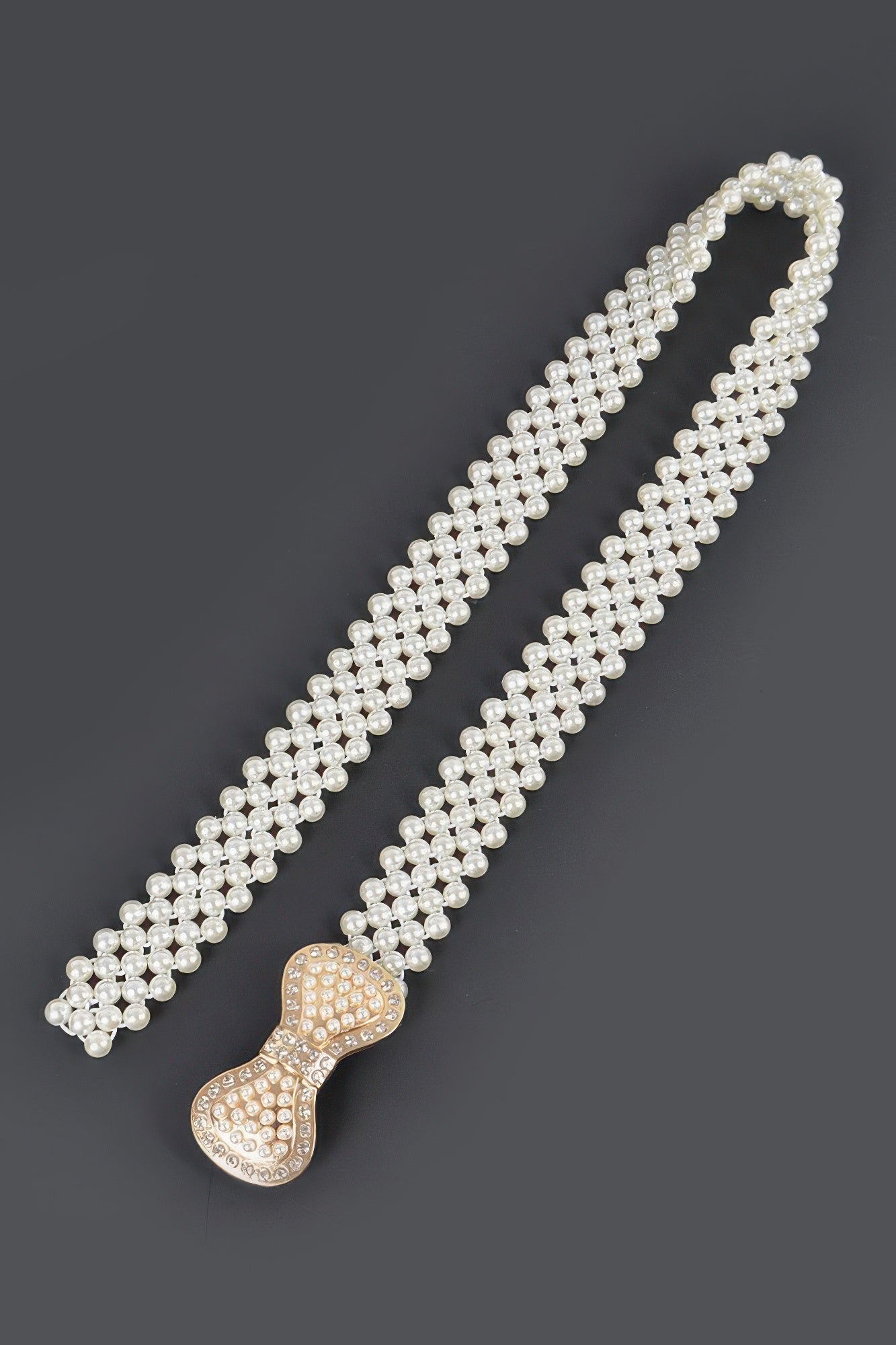 Elastic Pearl Waist Belt W/ribbon Buckle product image